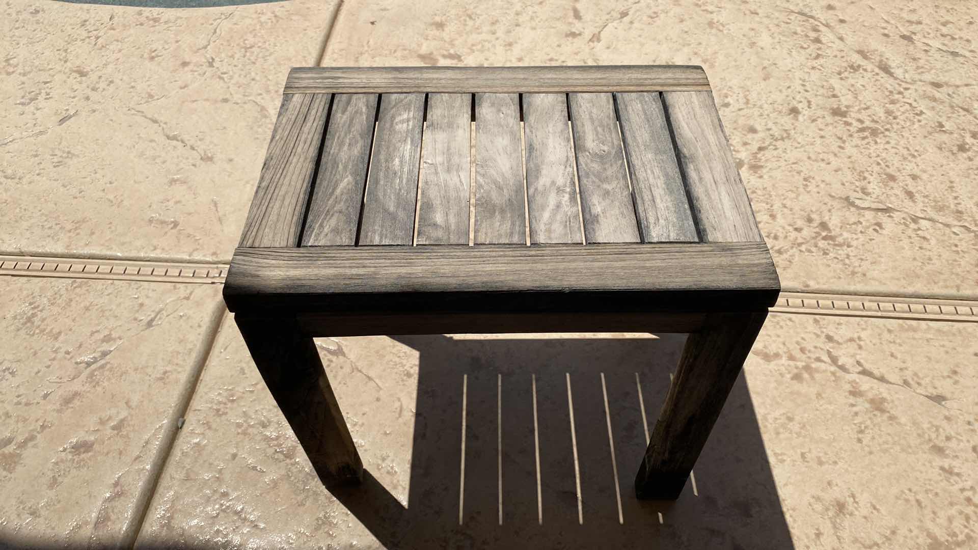 Photo 4 of TEAK WAREHOUSE SIDE TABLE 140 X 20” H18” 