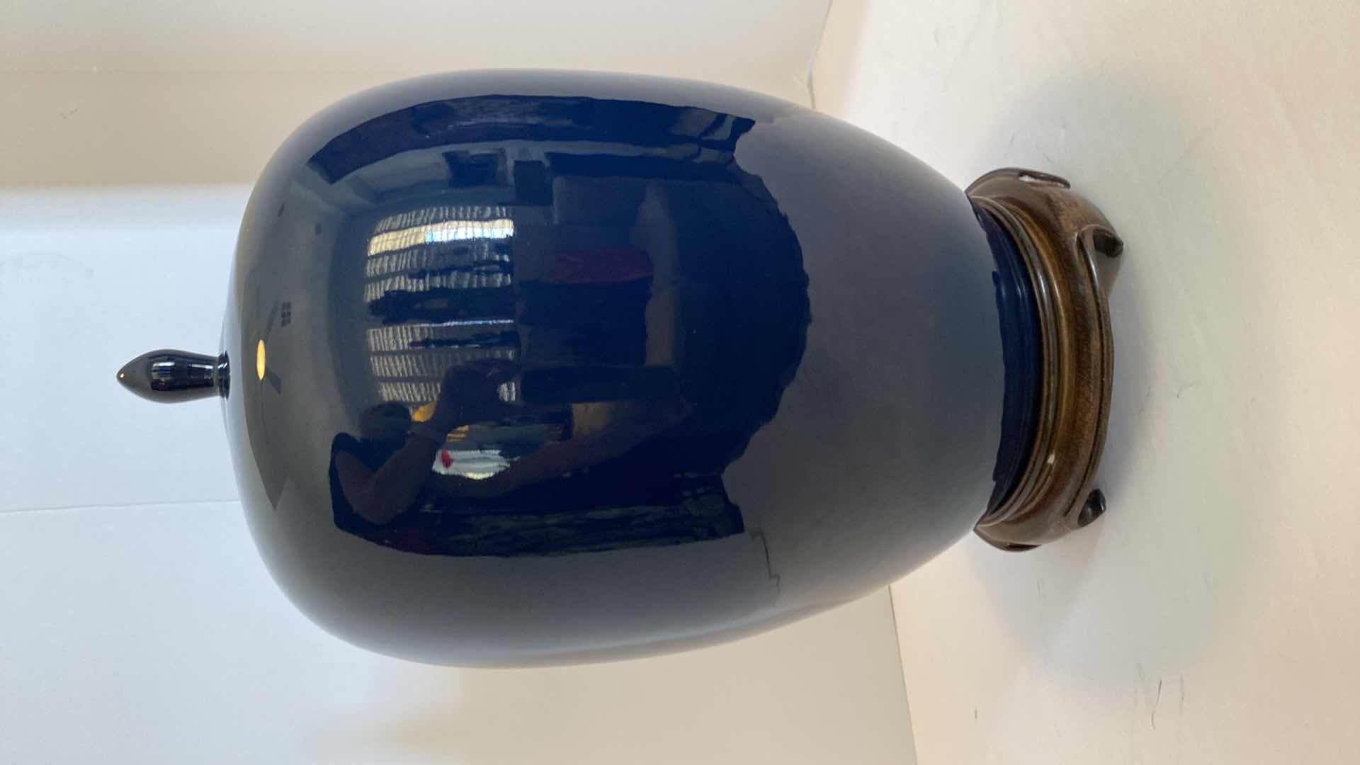 Photo 1 of MEI PING BLUE PORCELAIN GINGER JAR 14” INCLUDING LID AND STAND