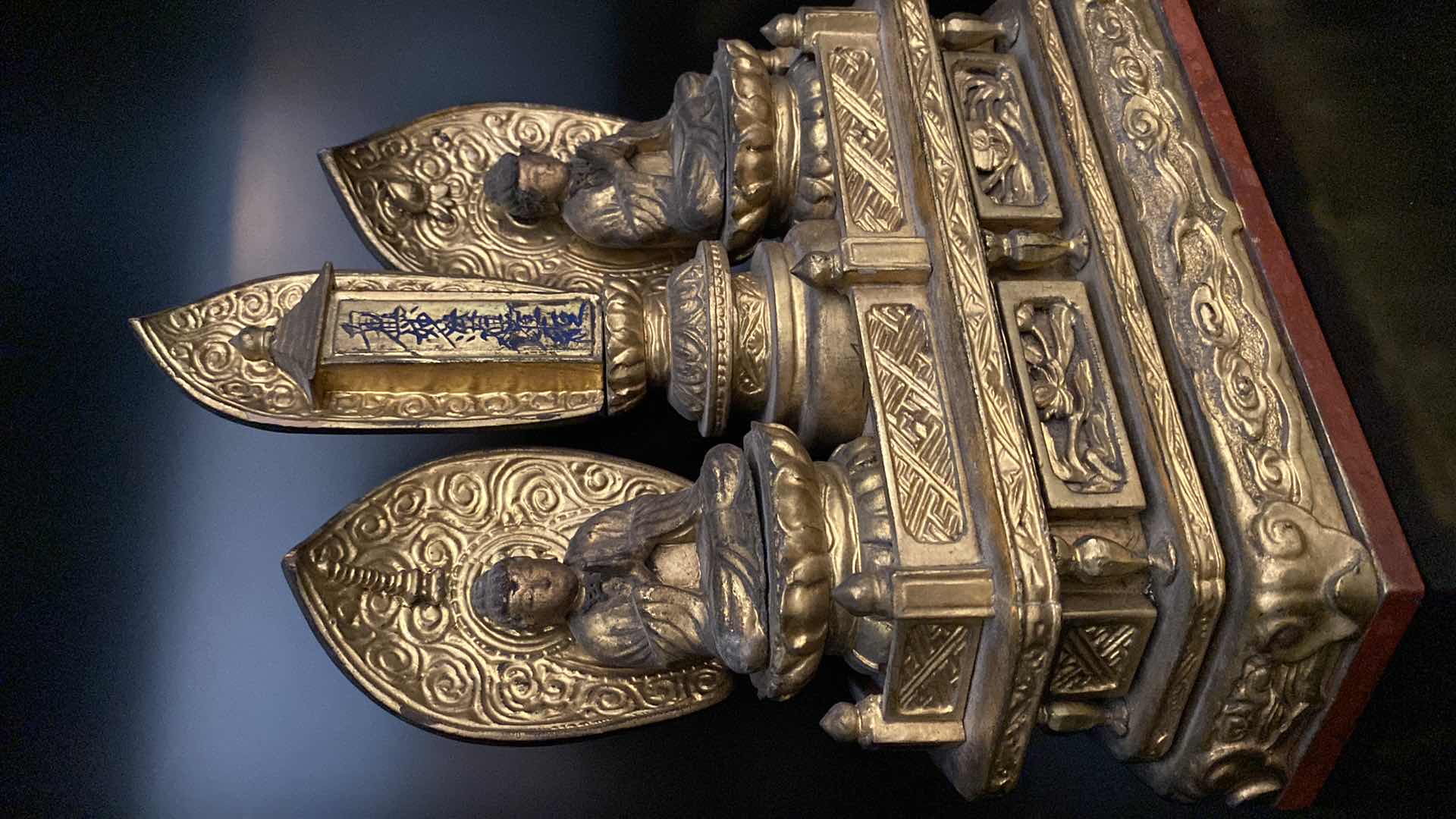 Photo 1 of JAPANESE WOOD PRABHUTARANYNA AND SHAYAMUNI - THE TRIBUTE TO THE LOTUS SUTRA 10” X 11”