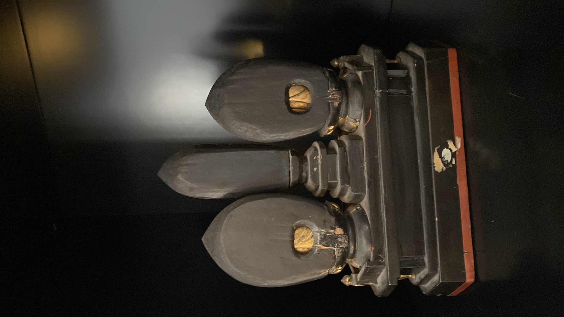 Photo 1 of JAPANESE WOOD PRABHUTARANYNA AND SHAYAMUNI - THE TRIBUTE TO THE LOTUS SUTRA 10” X 11”