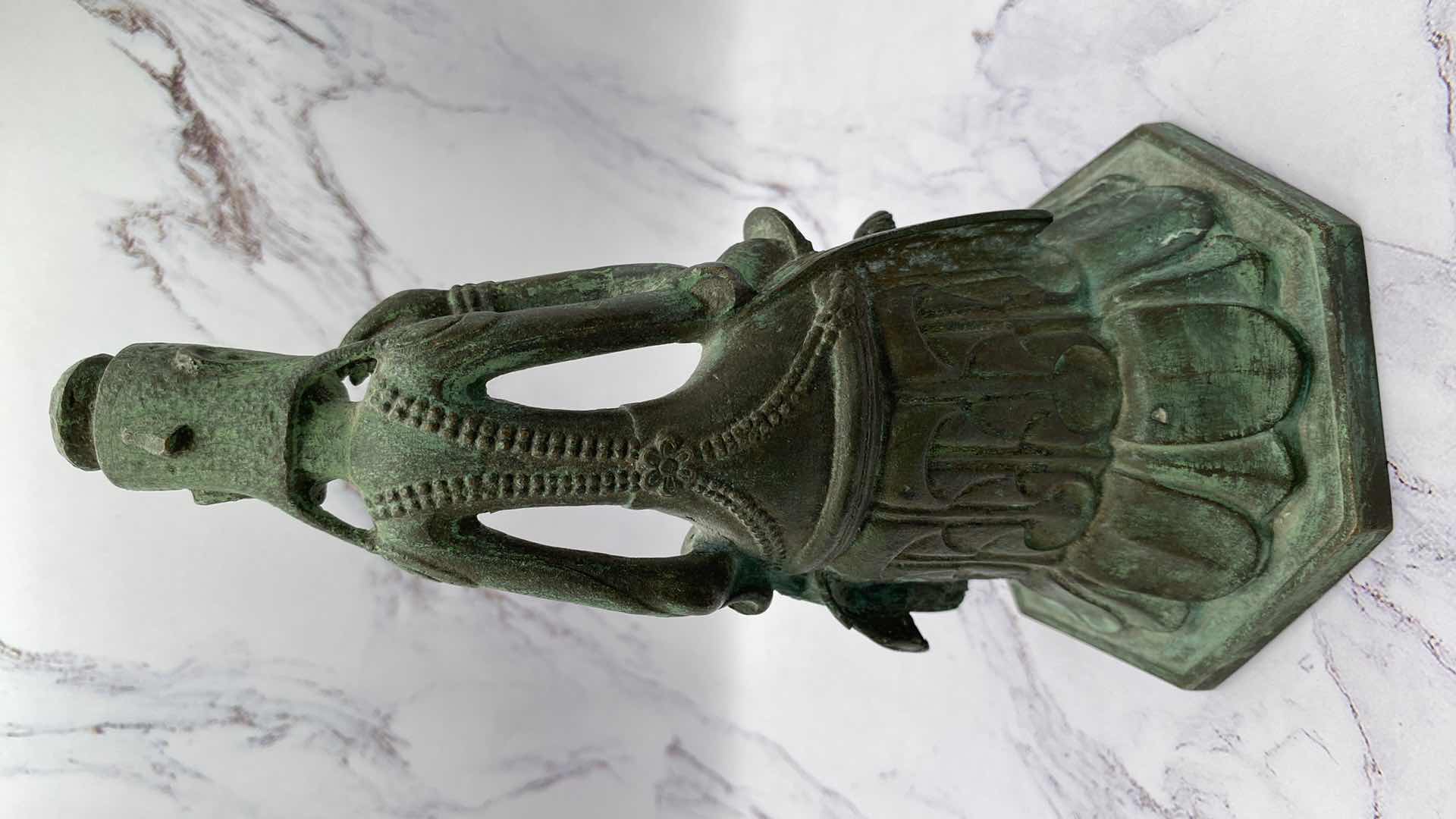 Photo 3 of GILT BRONZE PENSIVE MAITREYA BODHISATTVA H7.5”