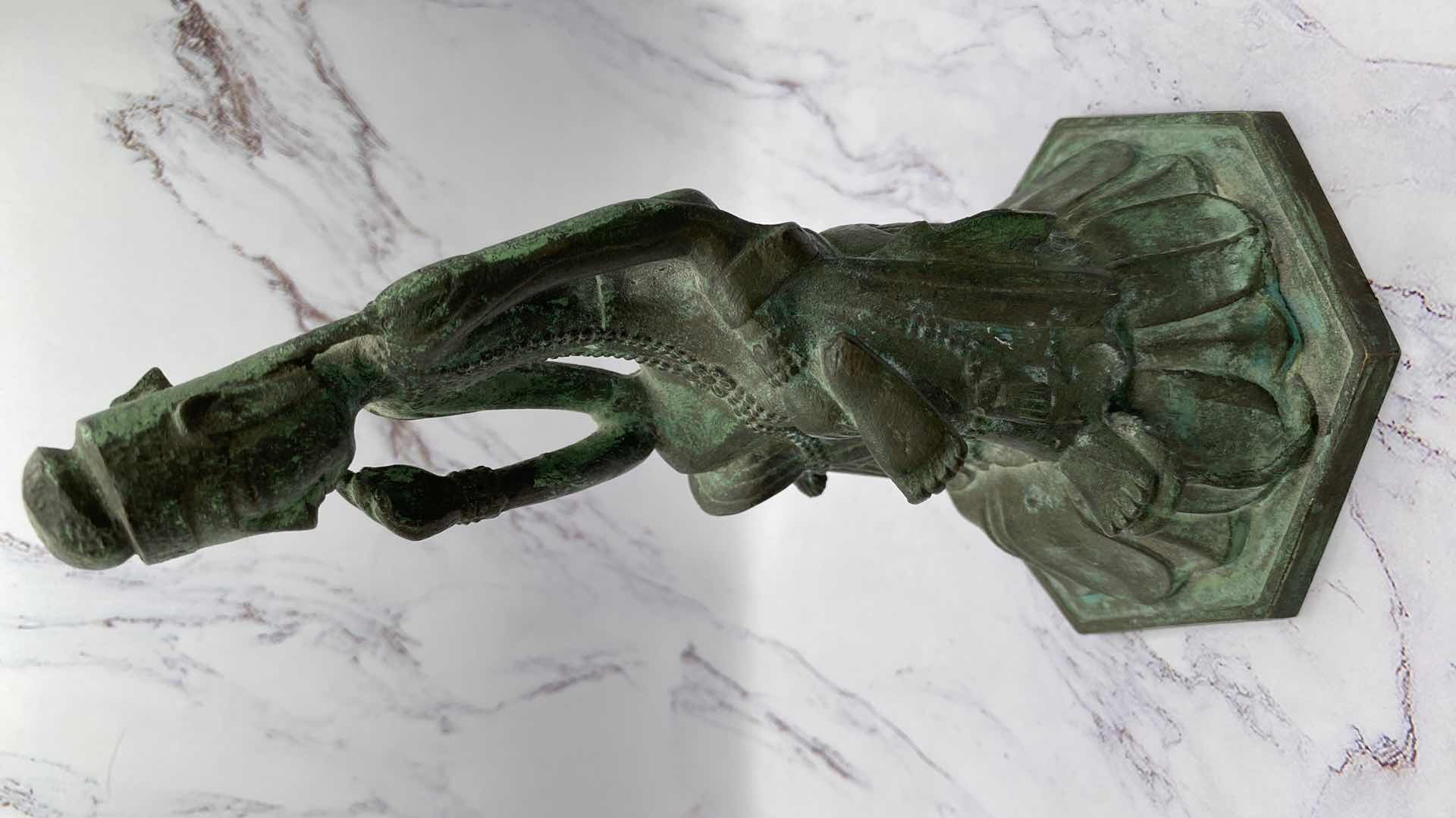 Photo 2 of GILT BRONZE PENSIVE MAITREYA BODHISATTVA H7.5”