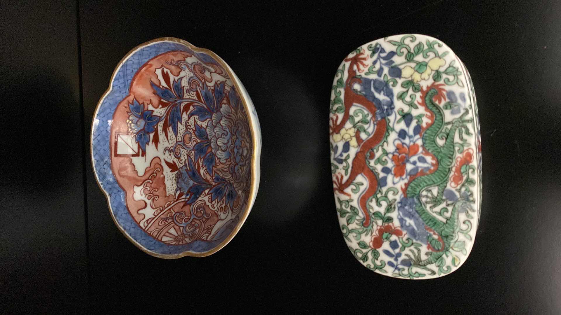 Photo 1 of CHINESE CLOISONNÉ PORCELAIN BOWL 6” AND TRINKET BOX 5”
