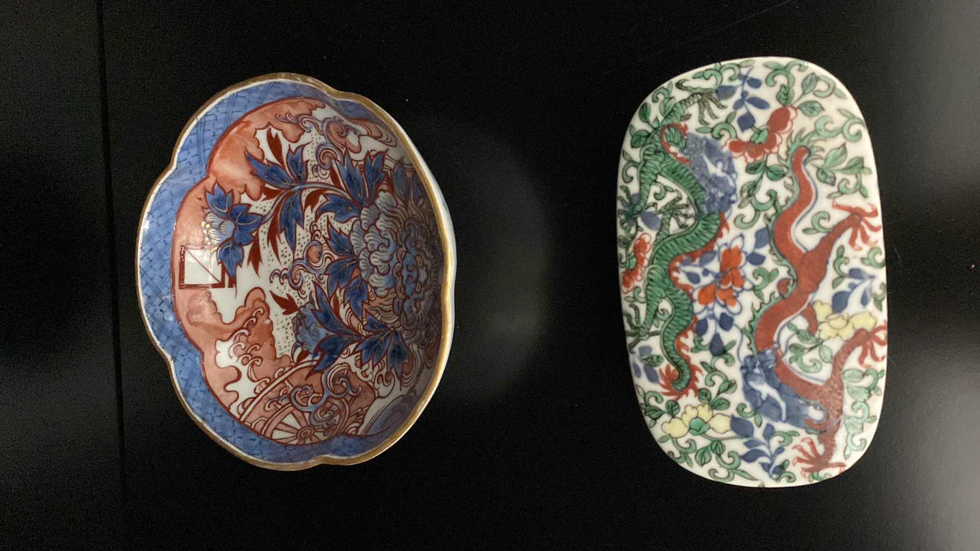 Photo 1 of CHINESE CLOISONNÉ PORCELAIN BOWL 6” AND TRINKET BOX 5”