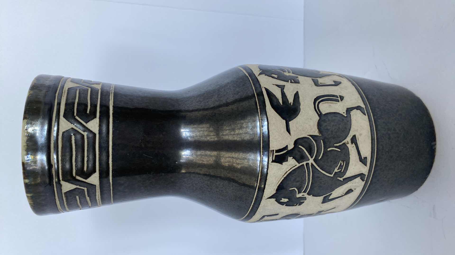 Photo 1 of ASIAN INSPIRED POTTERY VASE 11”