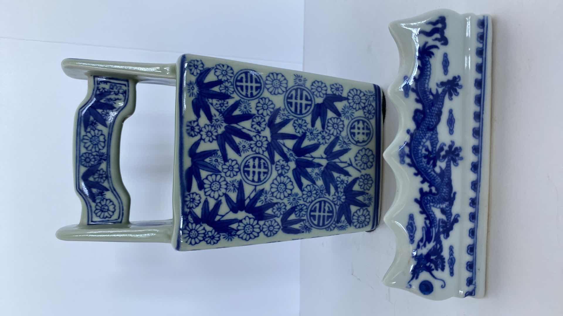 Photo 1 of ASIAN INSPIRED POTTERY VASE AND TILE H8”
