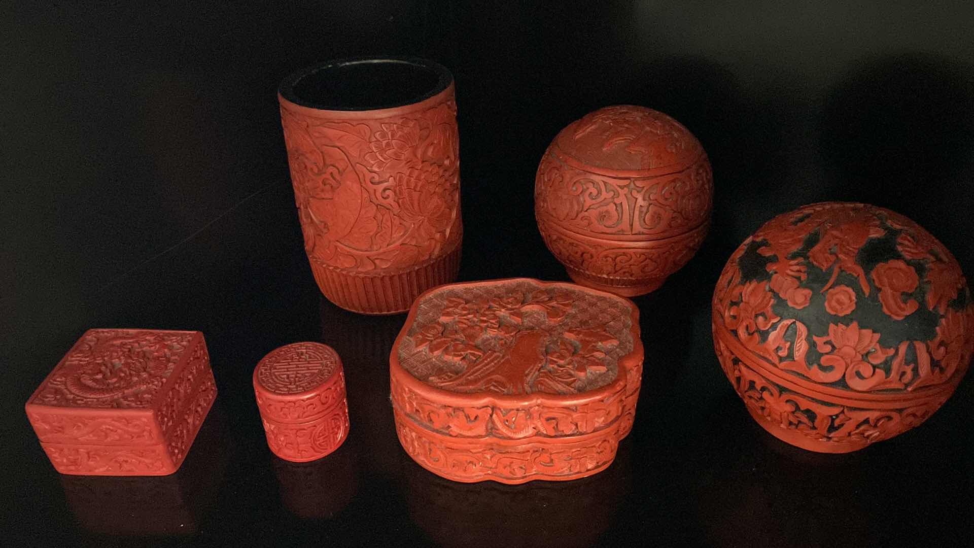 Photo 1 of 6-CHINESE WOOD ASSORTED DECOR LARGEST 5”