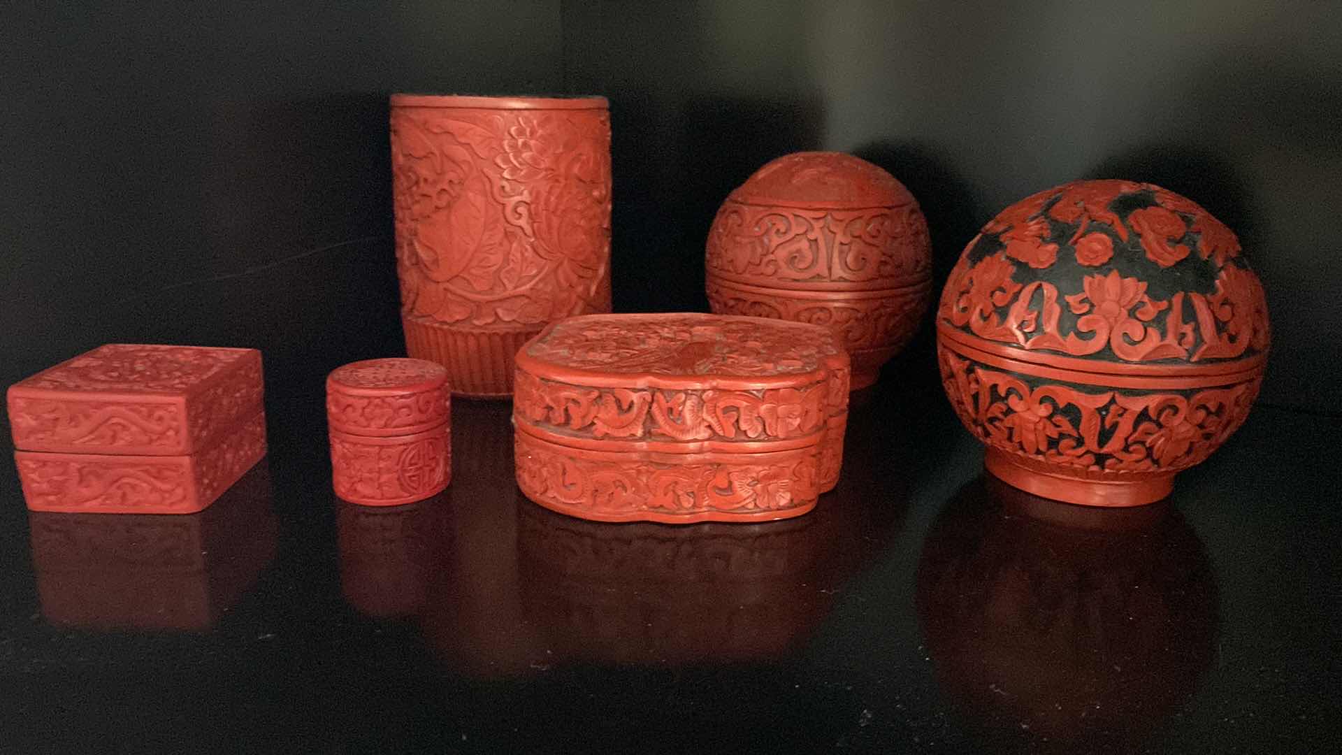 Photo 1 of 6-CHINESE WOOD ASSORTED DECOR LARGEST 5”