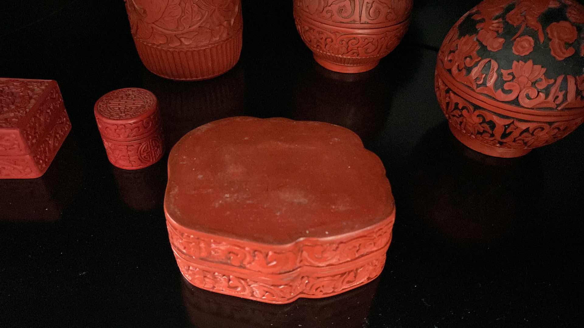 Photo 1 of 6-CHINESE WOOD ASSORTED DECOR LARGEST 5”