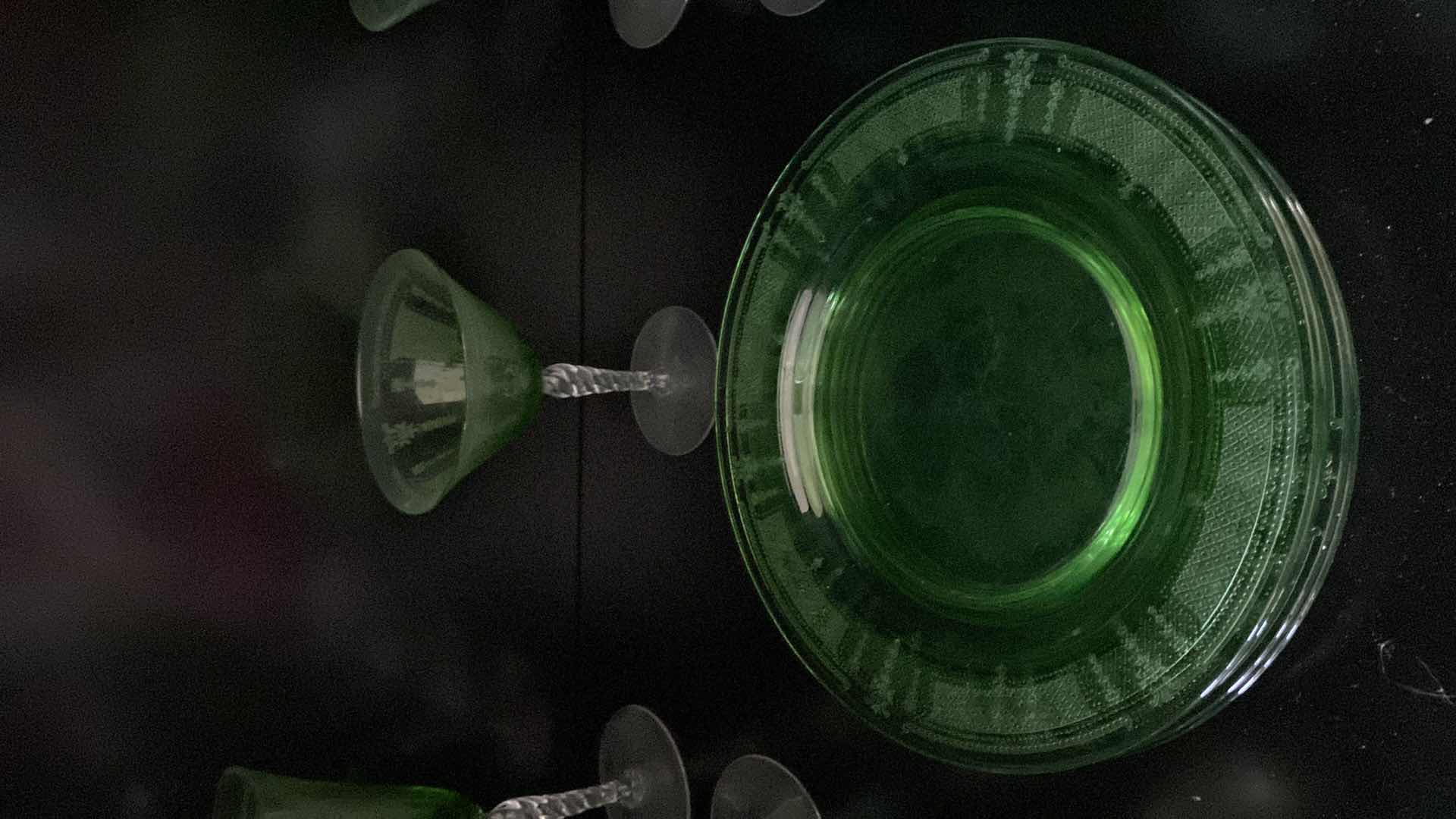 Photo 1 of 13-PIECES GREEN GLASSWARE