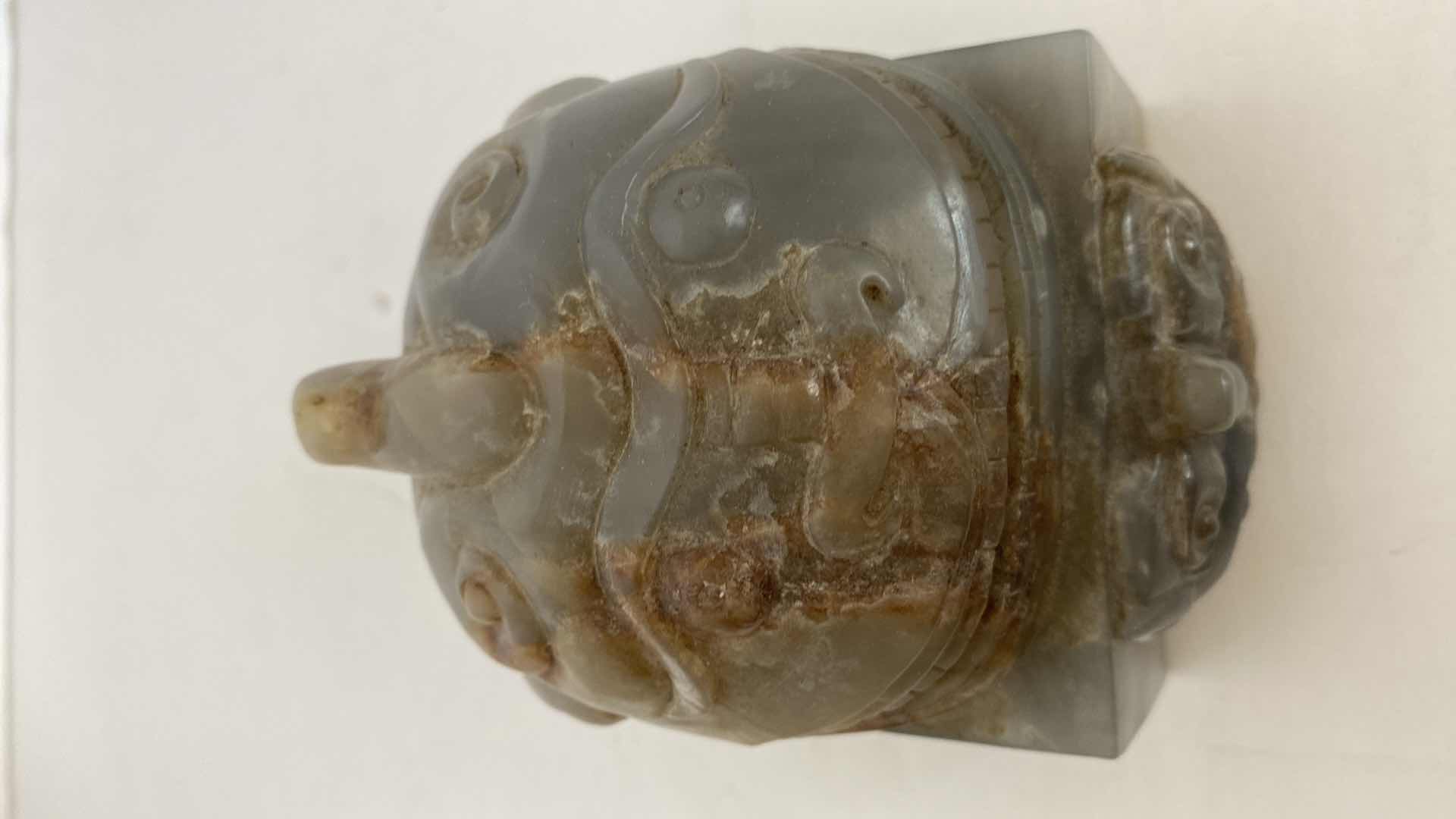 Photo 2 of CHINESE HARD STONE DRAGON 3” x 3 1/2”