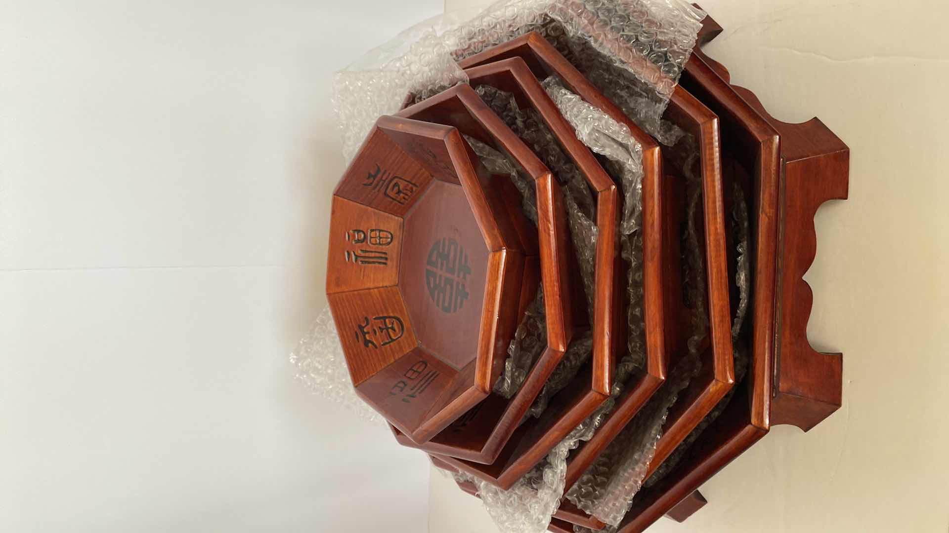 Photo 1 of ASSORTMENT OF SIGNED WOOD STANDS LARGEST 14“ x 3 1/2“ high