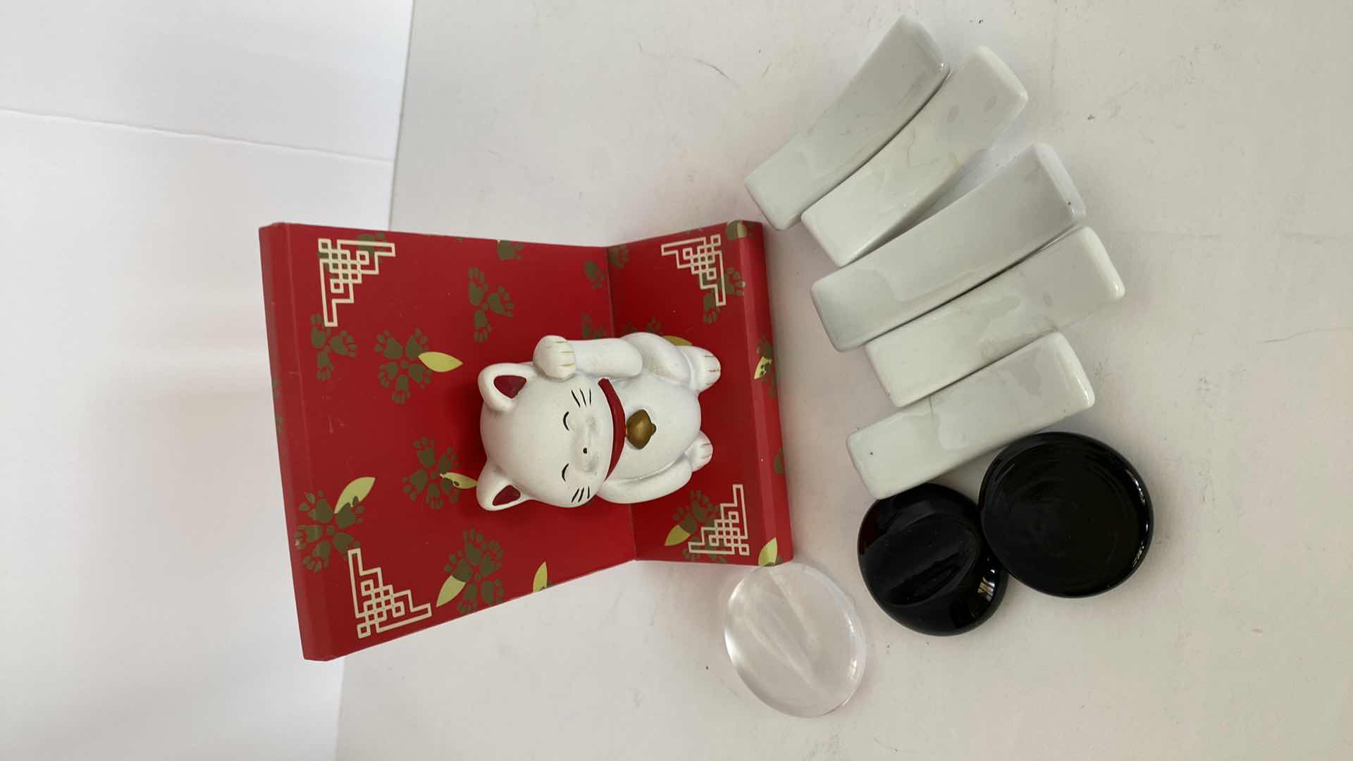 Photo 1 of CAT ON STAND 5”  AND CHINESE TILES