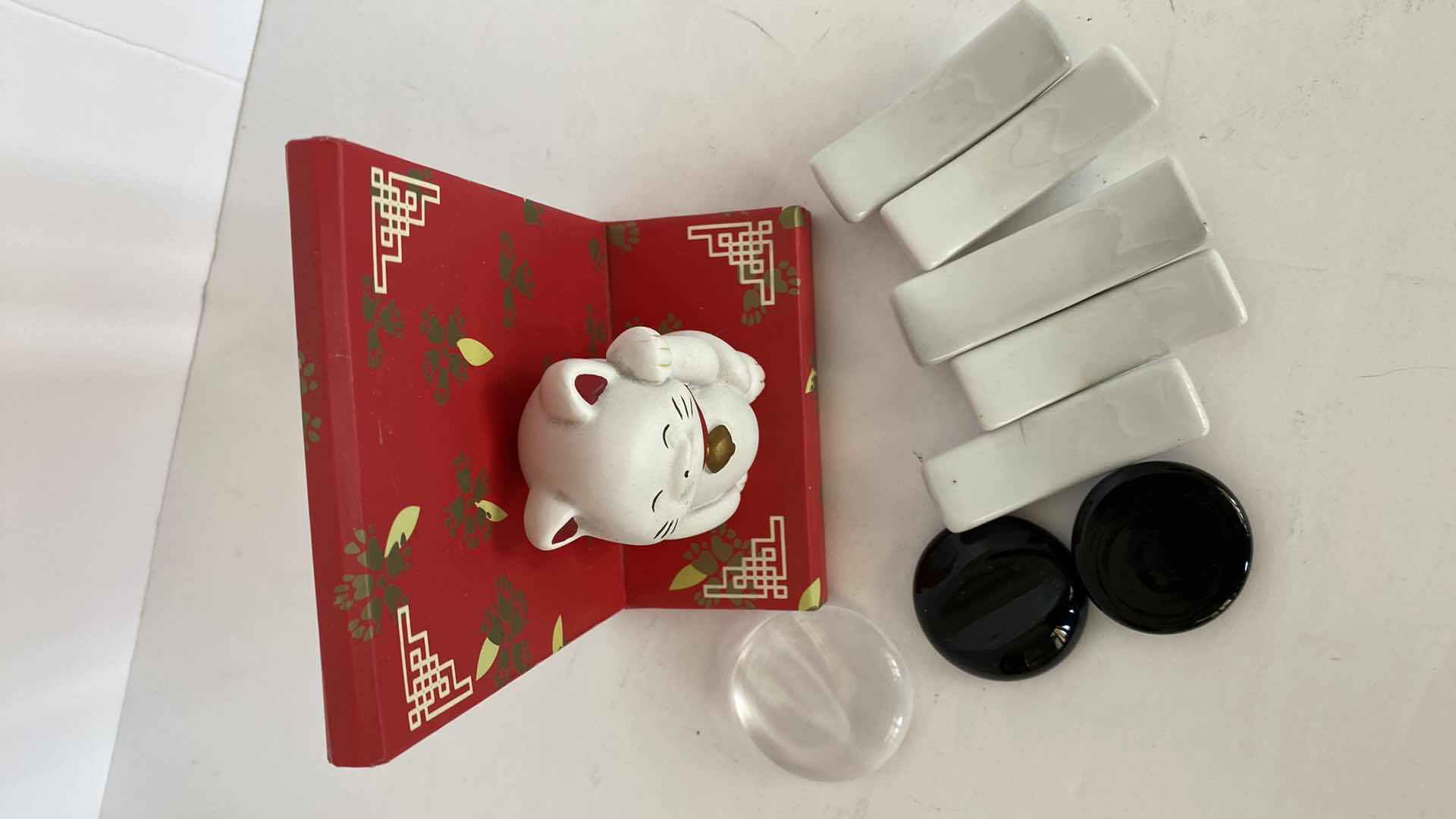 Photo 1 of CAT ON STAND 5”  AND CHINESE TILES