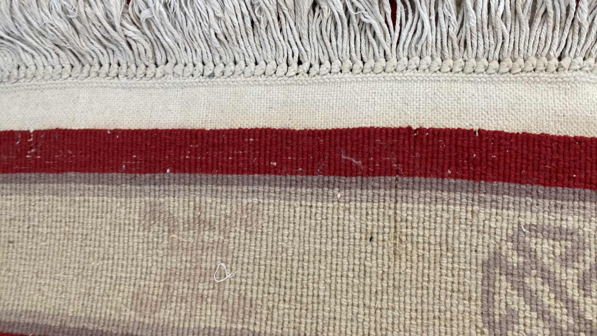 Photo 3 of HAND WOVEN WOOL RUG FROM HONG KONG 23” x 56”