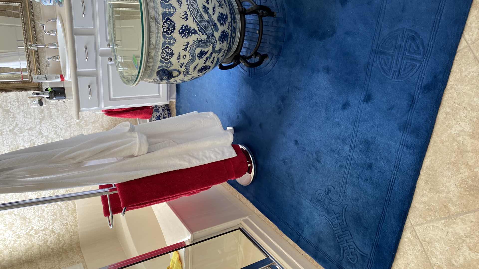 Photo 1 of HAND WOVEN IMPERIAL BLUE WOOL RUG 7‘5“ by 7‘6“