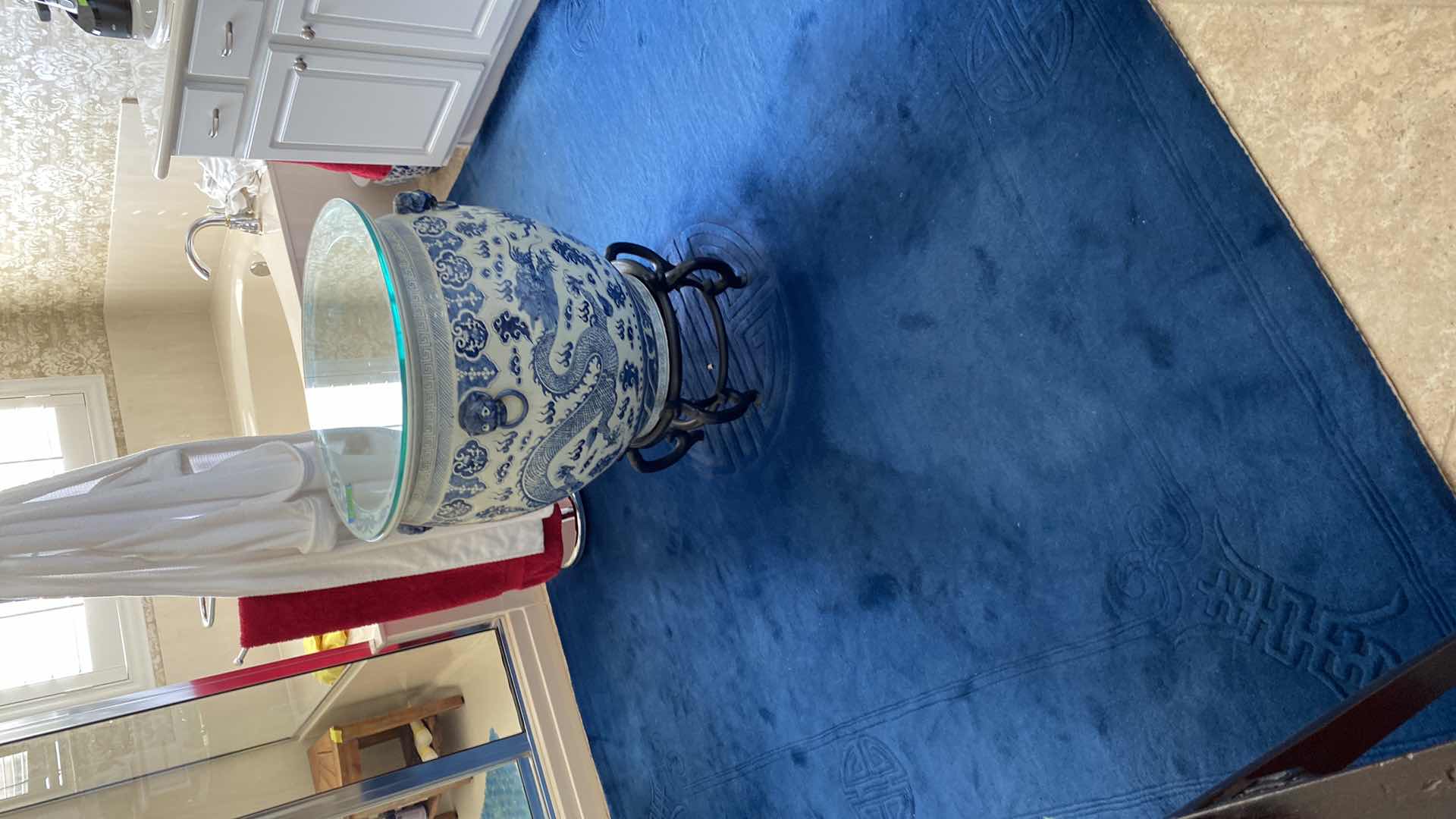 Photo 1 of HAND WOVEN IMPERIAL BLUE WOOL RUG 7‘5“ by 7‘6“