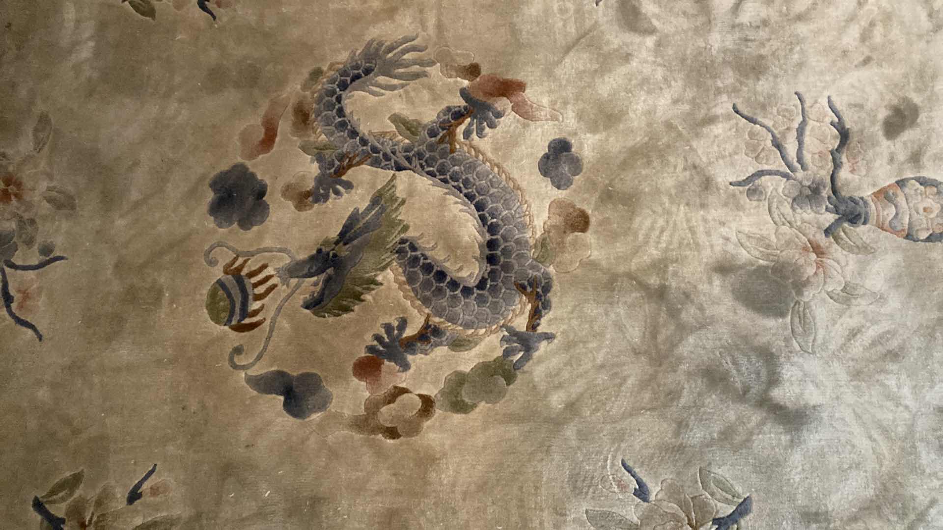 Photo 1 of HAND WOVEN  BLUE AND SILVER WOOL RUG FROM HONG KONG 4‘,1“ by 7‘6“