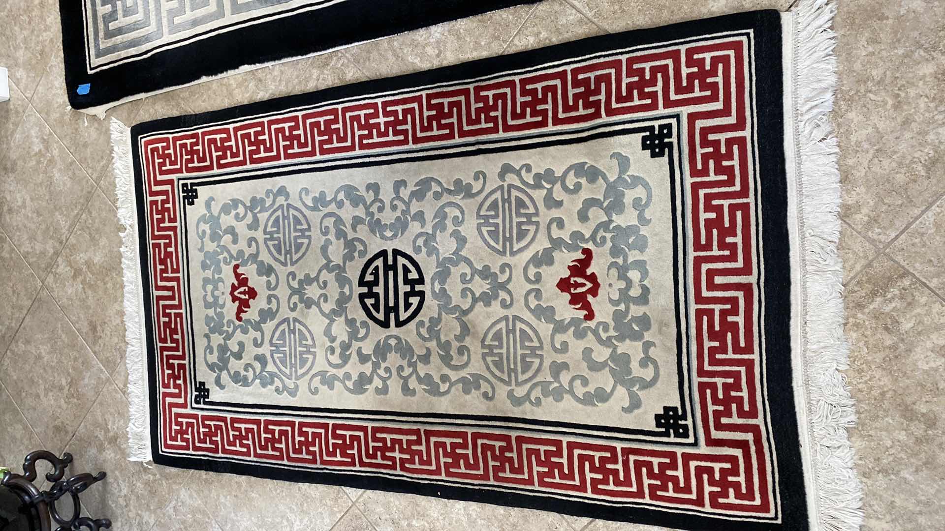 Photo 1 of HAND WOVEN WOOL CARPET FROM HONG KONG 4’ x 7’ 4 inches