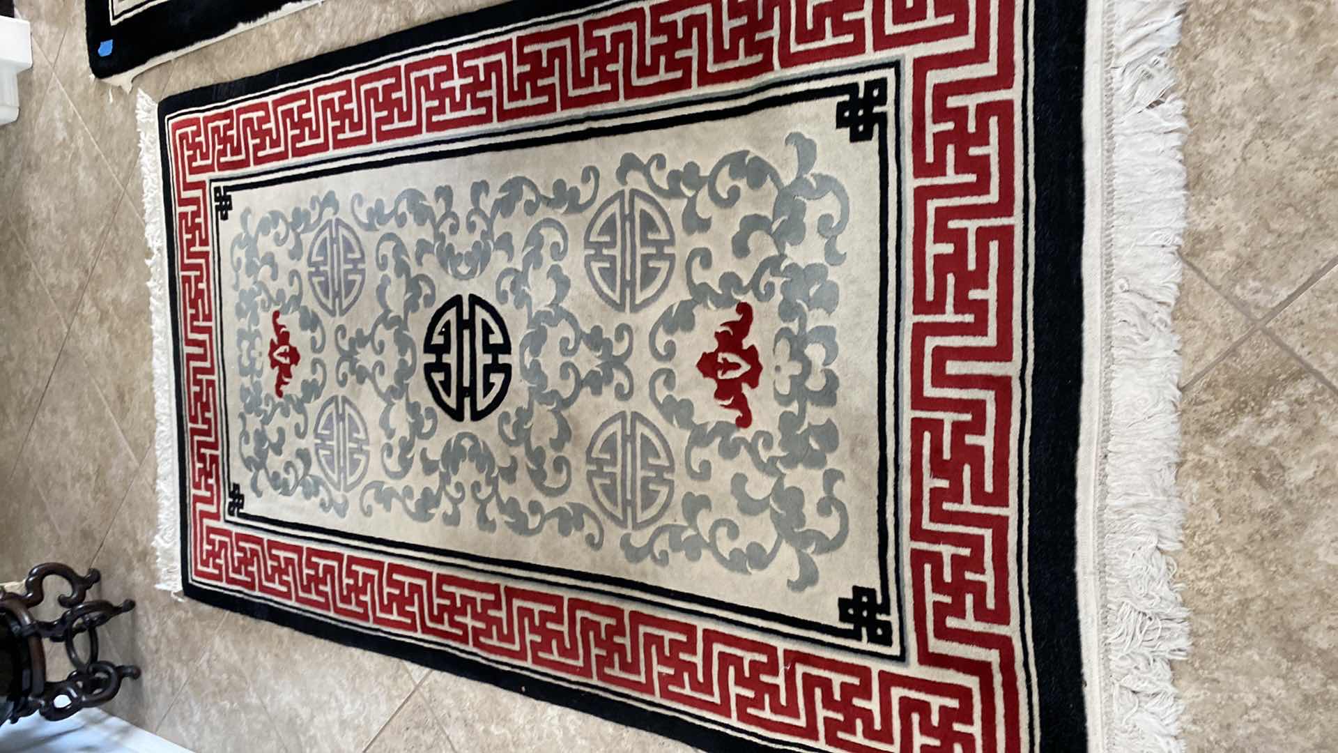 Photo 3 of HAND WOVEN WOOL CARPET FROM HONG KONG 4’ x 7’ 4 inches