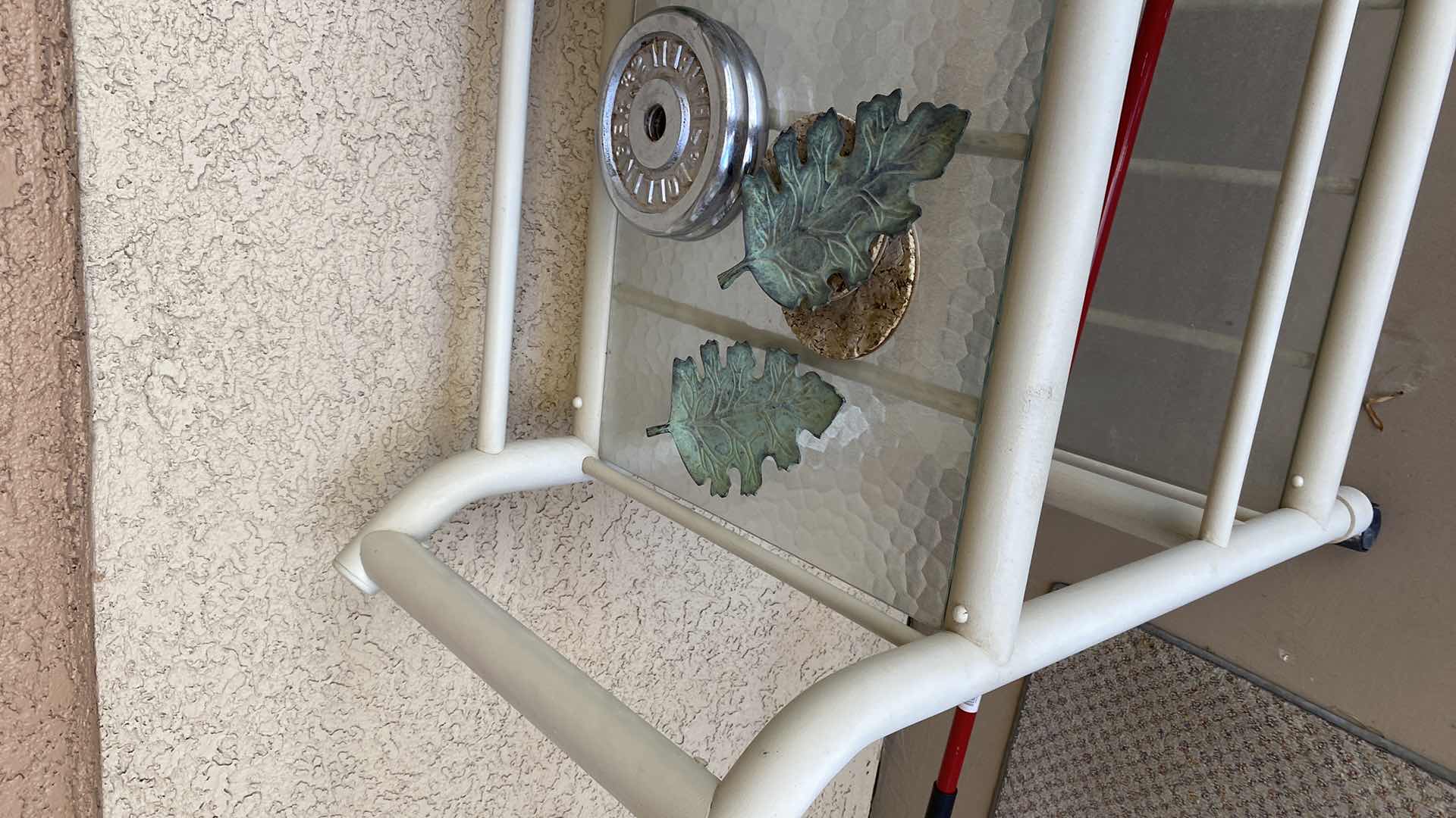 Photo 1 of OUTDOOR CART WITH GLASS TOP 34“ x 18“ x H35“ I NCLUDES ITEMS ON CART