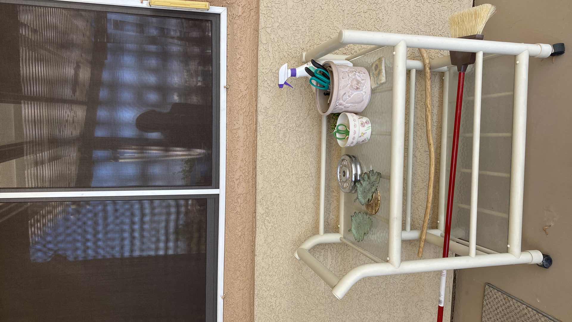 Photo 1 of OUTDOOR CART WITH GLASS TOP 34“ x 18“ x H35“ I NCLUDES ITEMS ON CART