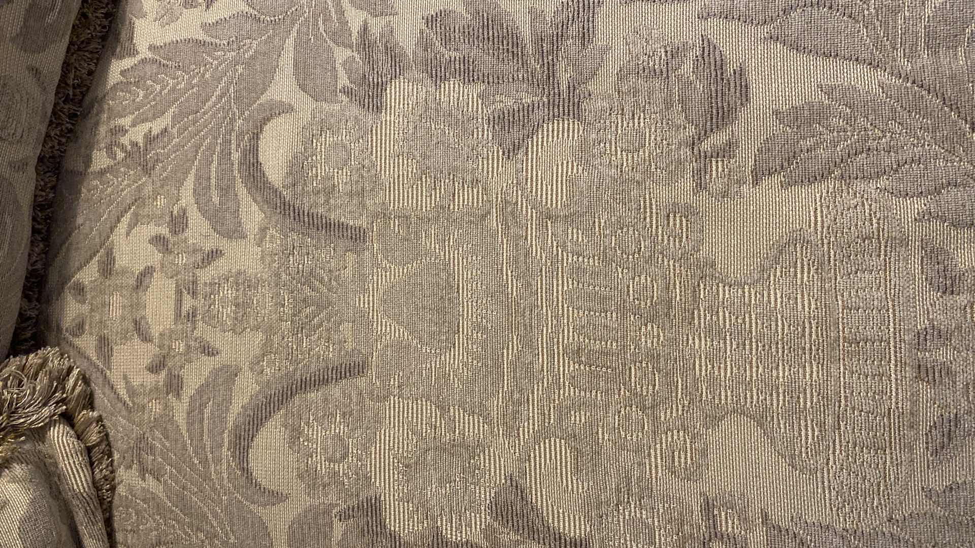 Photo 1 of 92”TRADITIONAL BEIGE AND GREEN UPHOLSTERED SOFA