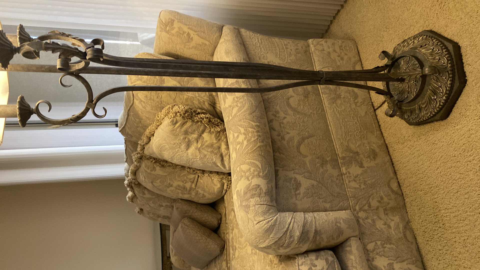 Photo 1 of 92”TRADITIONAL BEIGE AND GREEN UPHOLSTERED SOFA