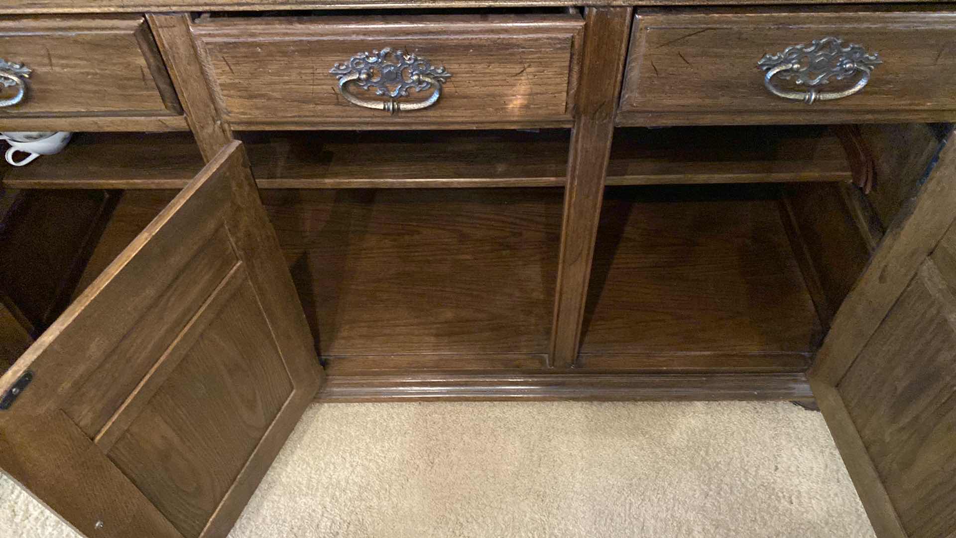 Photo 1 of ETHAN ALLEN WOOD CHINA DISPLAY/ SIDEBOARD 54” x 19“ x 75“ high