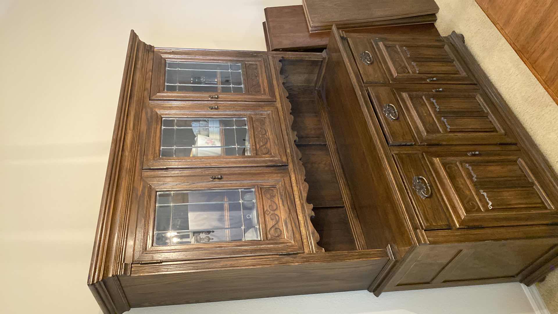 Photo 1 of ETHAN ALLEN WOOD CHINA DISPLAY/ SIDEBOARD 54” x 19“ x 75“ high