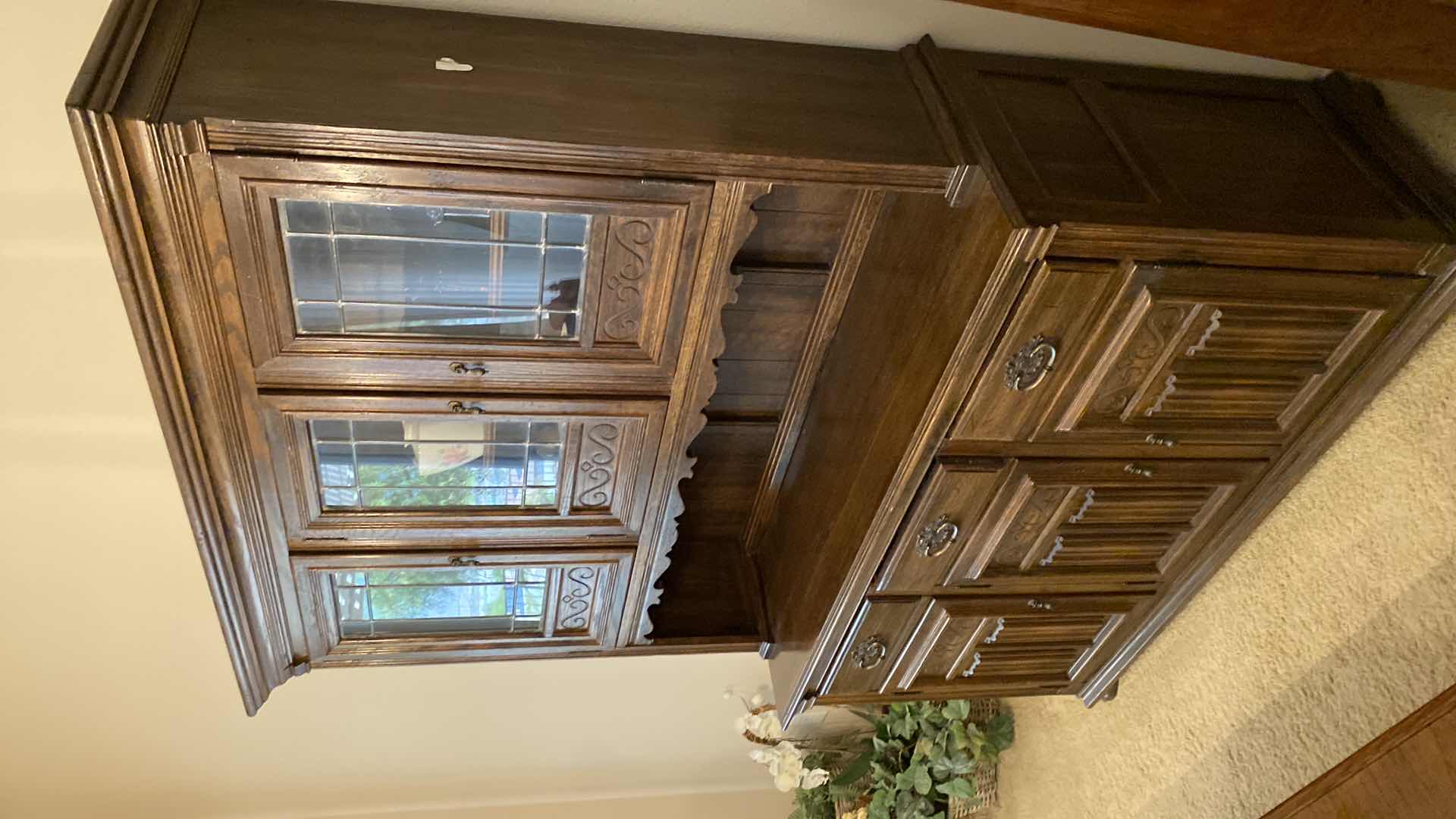 Photo 1 of ETHAN ALLEN WOOD CHINA DISPLAY/ SIDEBOARD 54” x 19“ x 75“ high