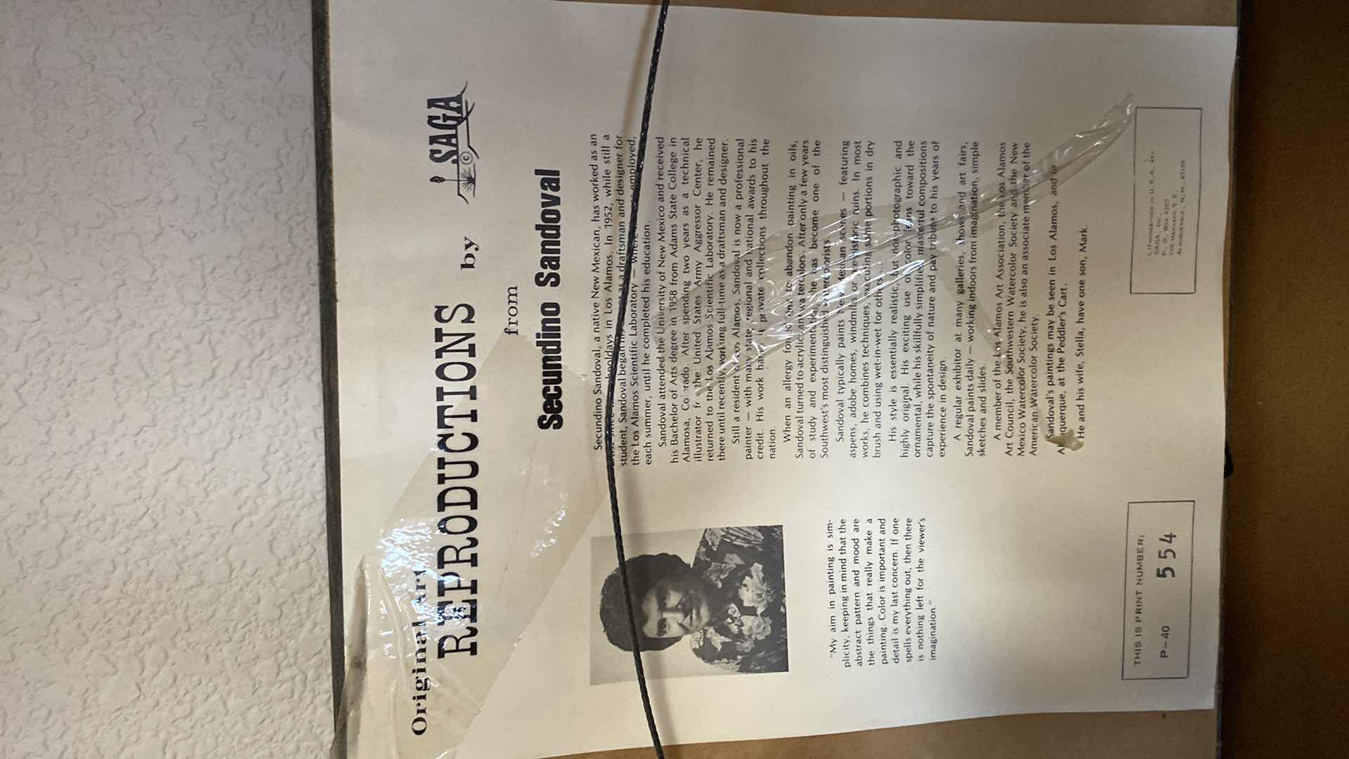 Photo 1 of FRAMED SECUNDINO SANDOVAL 12“ x 11“ ART REPRODUCTION AND PAIR OF NATIVE AMERICAN SIGNED POTTERY LARGEST 7” x 5”