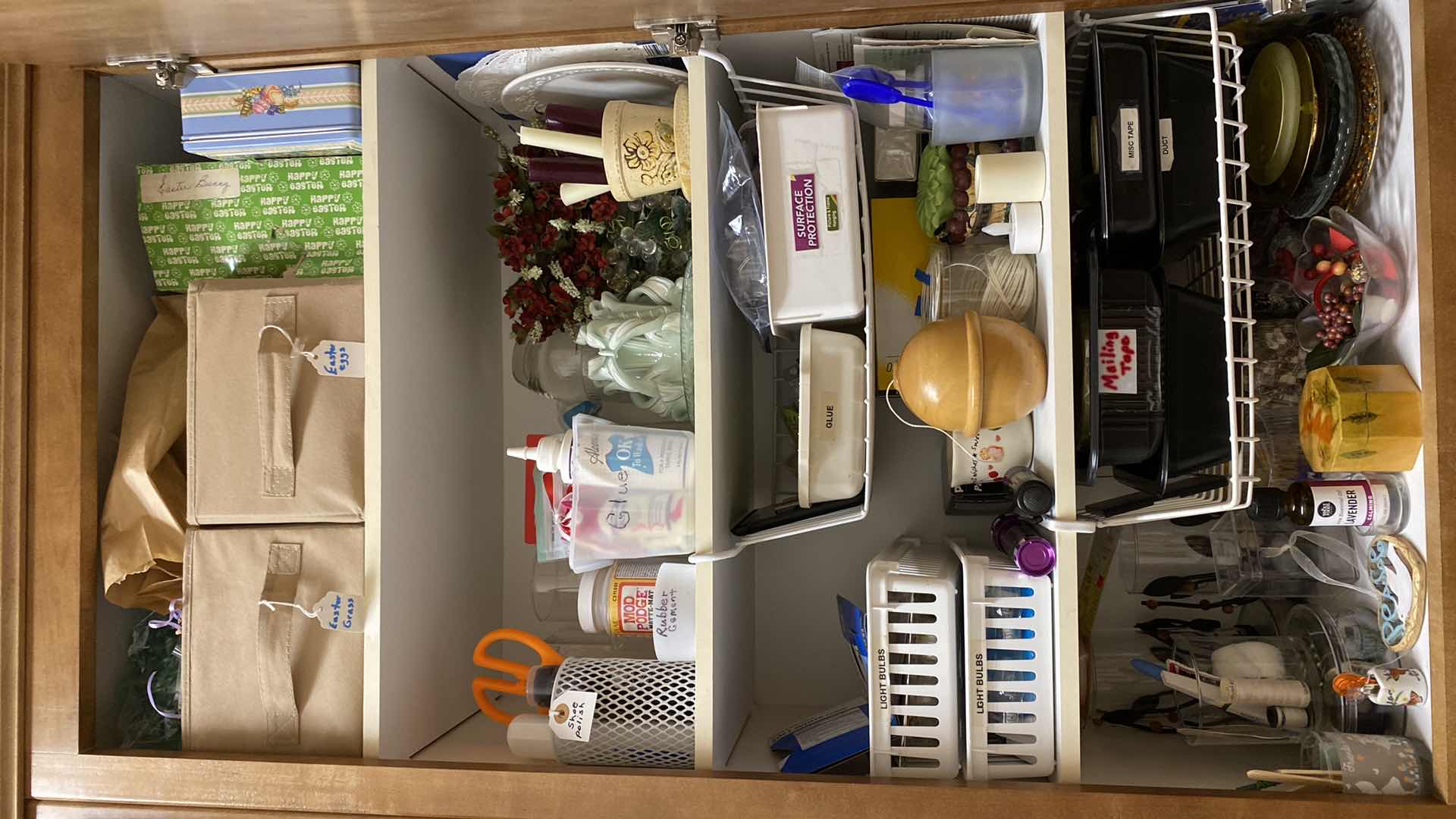 Photo 1 of CONTENTS OF CABINET LAUNDRY ROOM HOLIDAY DECOR TAPE BULBS AND MORE