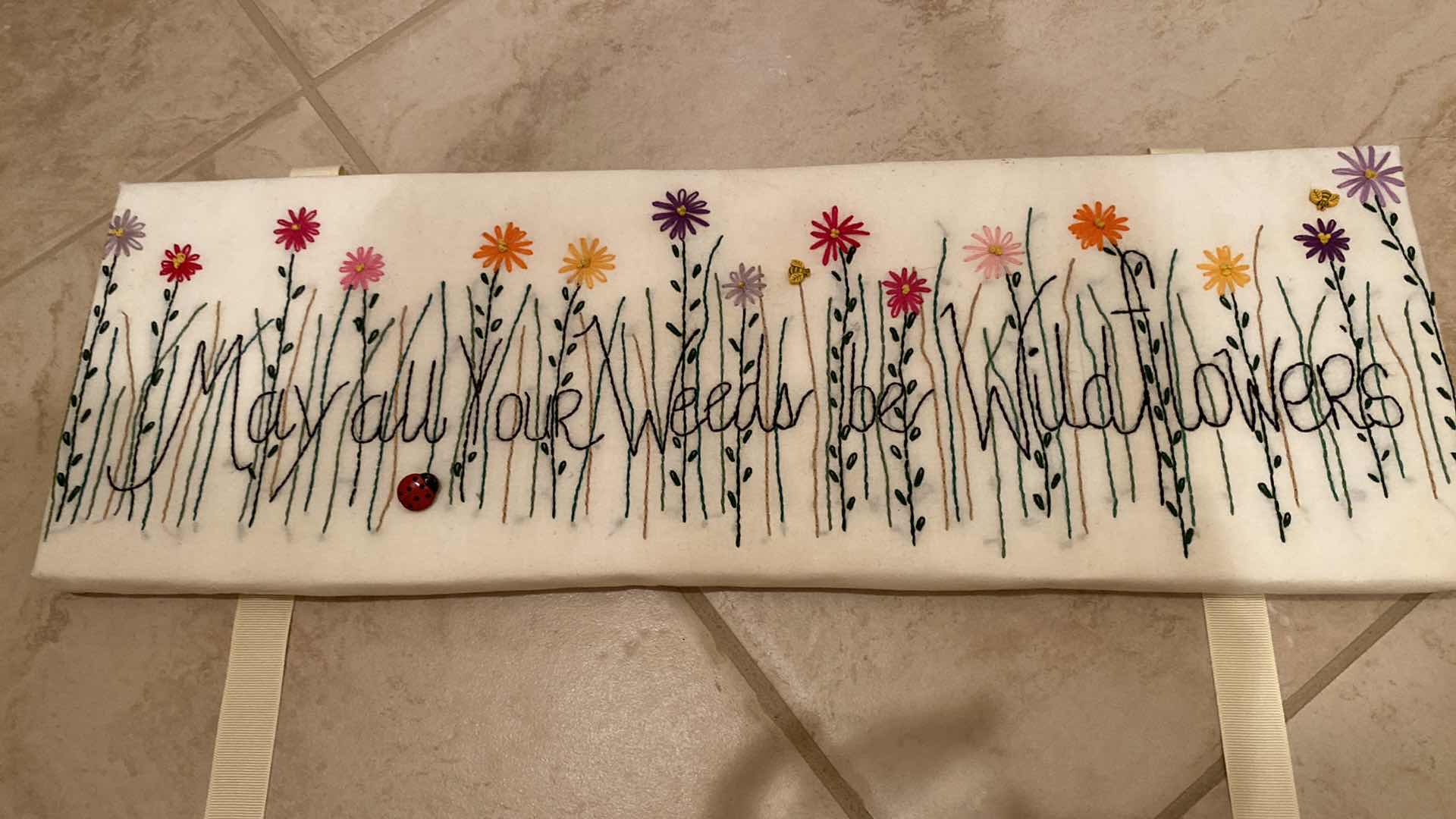 Photo 1 of PAIR OF FRAMED FLORAL ARTWORKS 14 1/2“ x 26 1/2“ AND FABRIC WALL DECOR