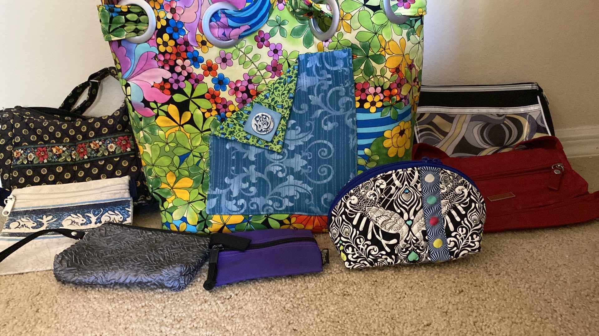 Photo 1 of Bright floral tote 16” X 14” and light weight bags