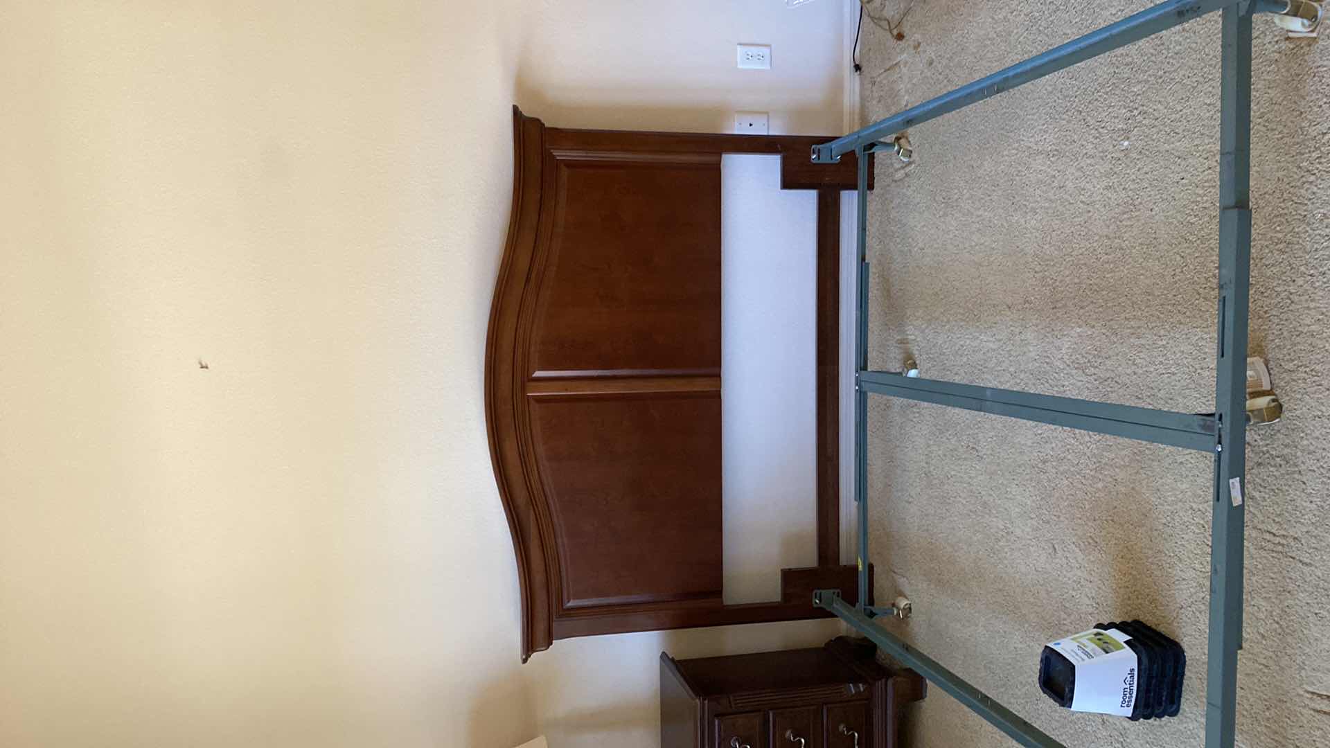 Photo 1 of Alexander Julian home queen headboard, 70“ x 48“, nightstand 29“ x 16“ H 30” Brass lamp, 27”