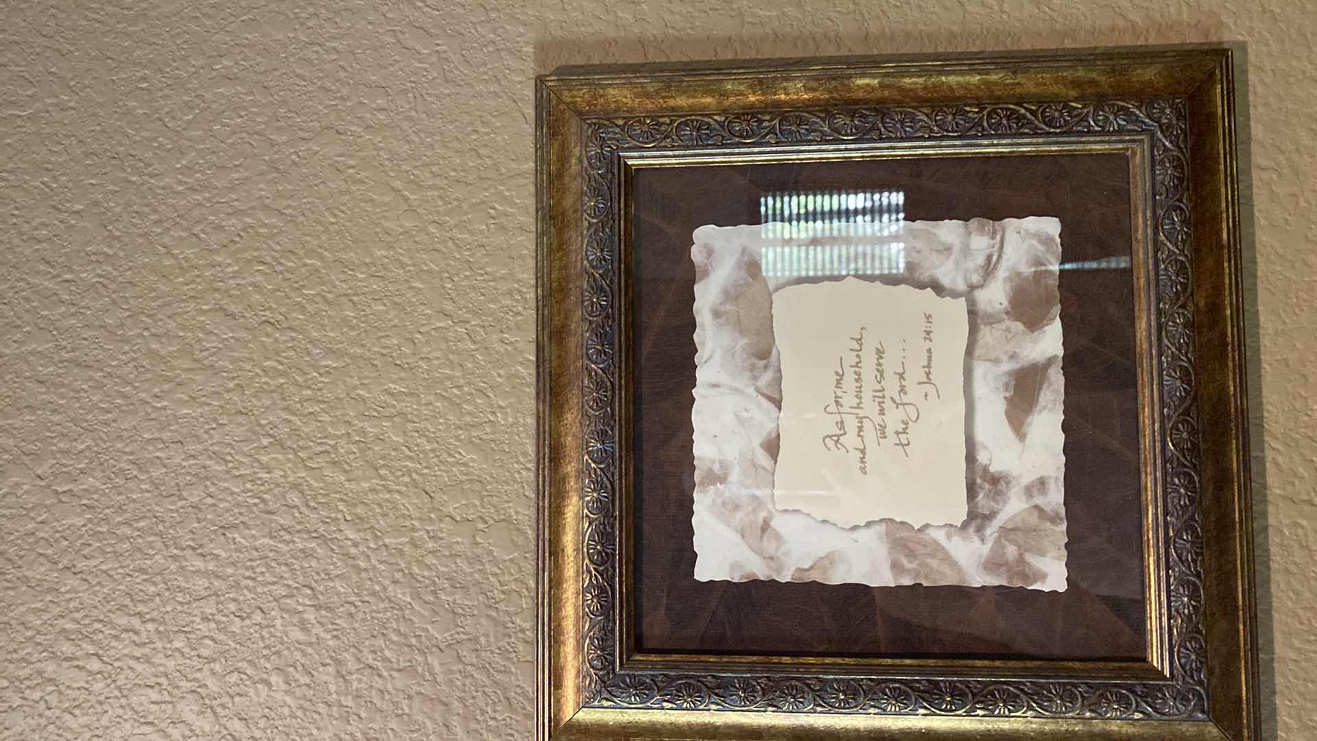 Photo 1 of PAIR OF RESIN FRAMED RELIGIOUS VERSES ARTWORK 14“ x 14“ EACH