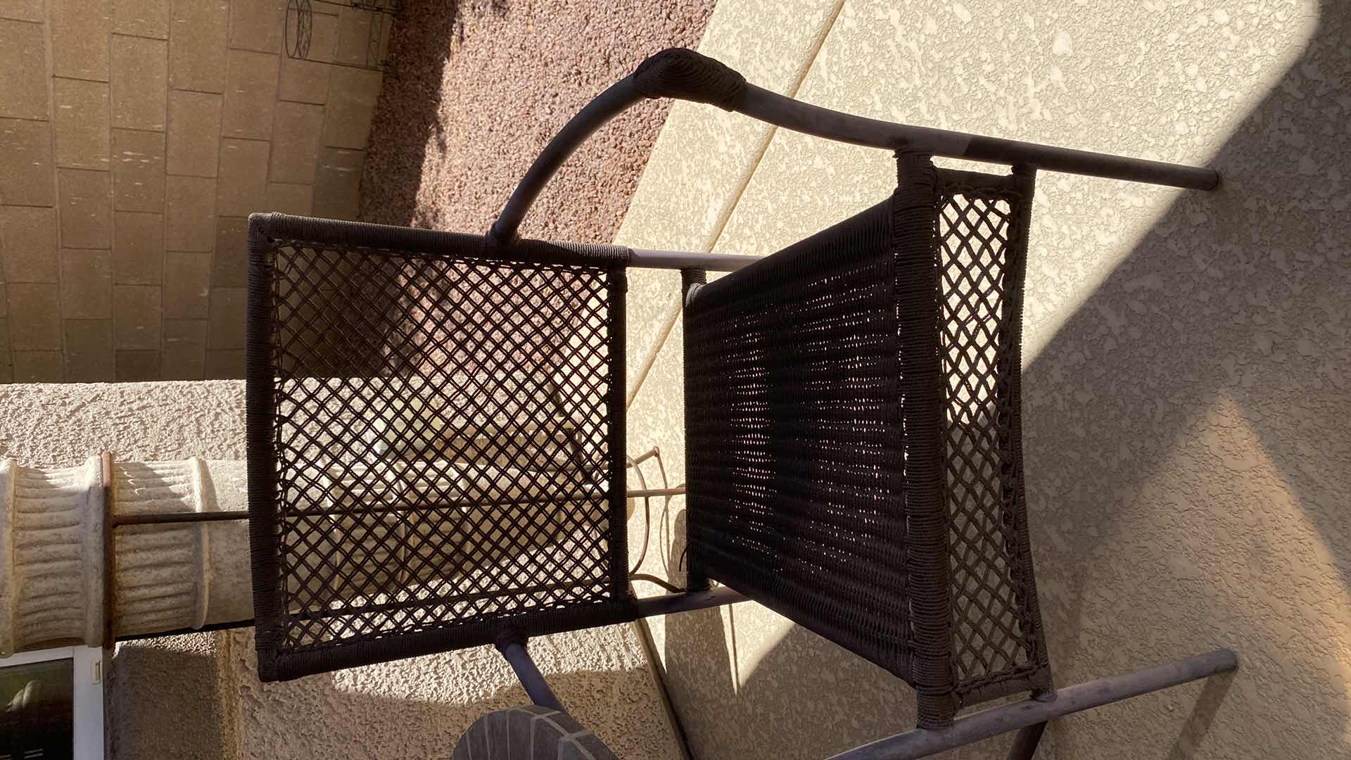 Photo 1 of 3-PIECE PATIO CAFE SET WITH WOVEN CHAIRS TABLE 28“ x 28 1/2“