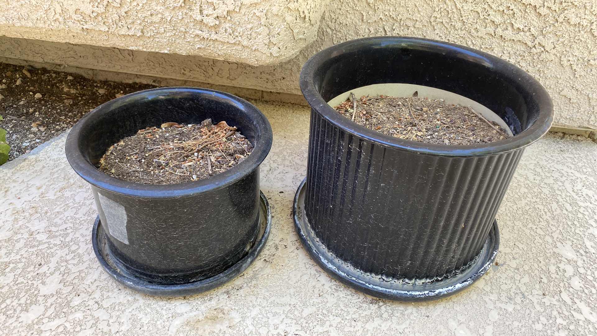 Photo 1 of PAIR OF CERAMIC POTS LARGEST 13 1/2” x 11”