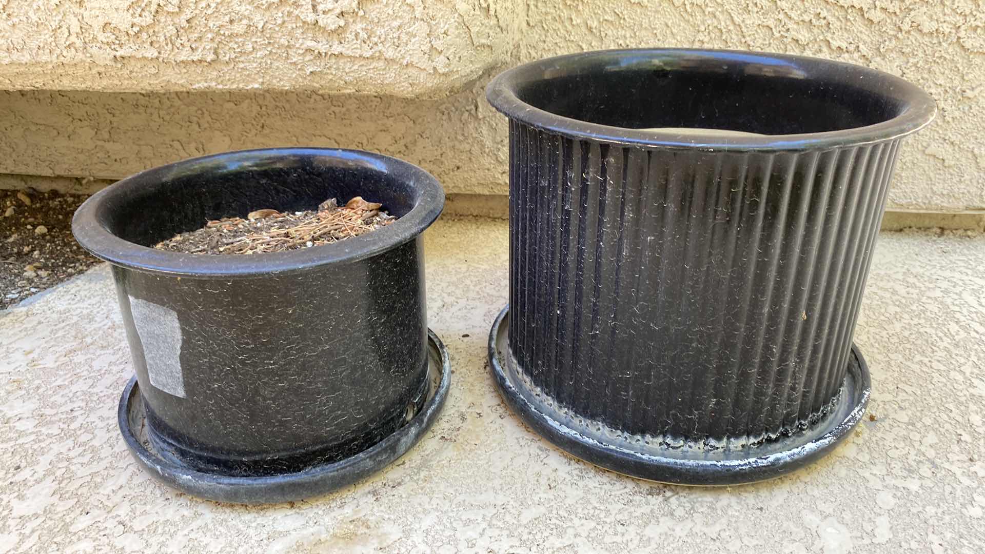 Photo 1 of PAIR OF CERAMIC POTS LARGEST 13 1/2” x 11”