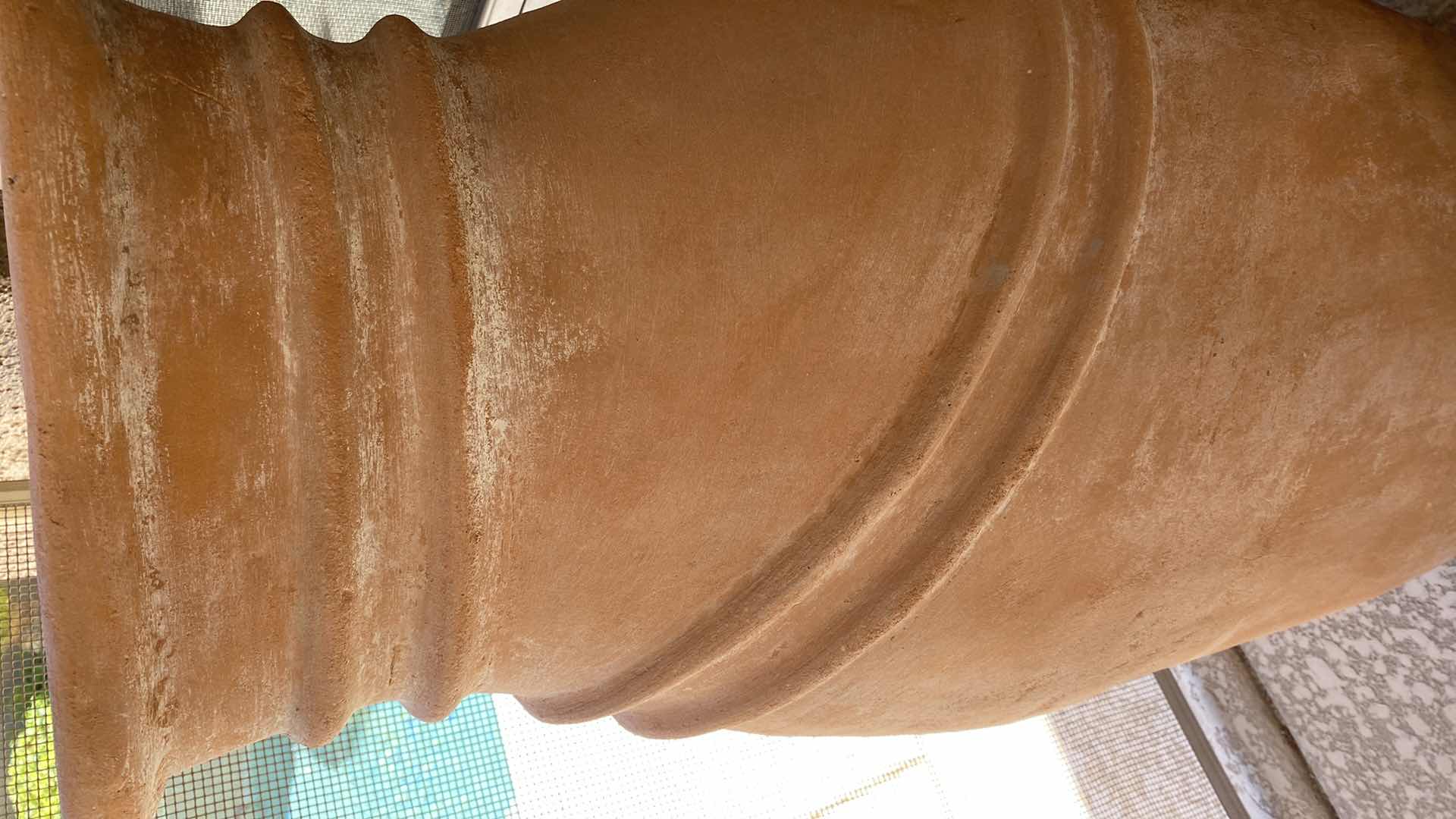 Photo 1 of HEAVY LARGE CLAY VASE 17” x 38 1/2”