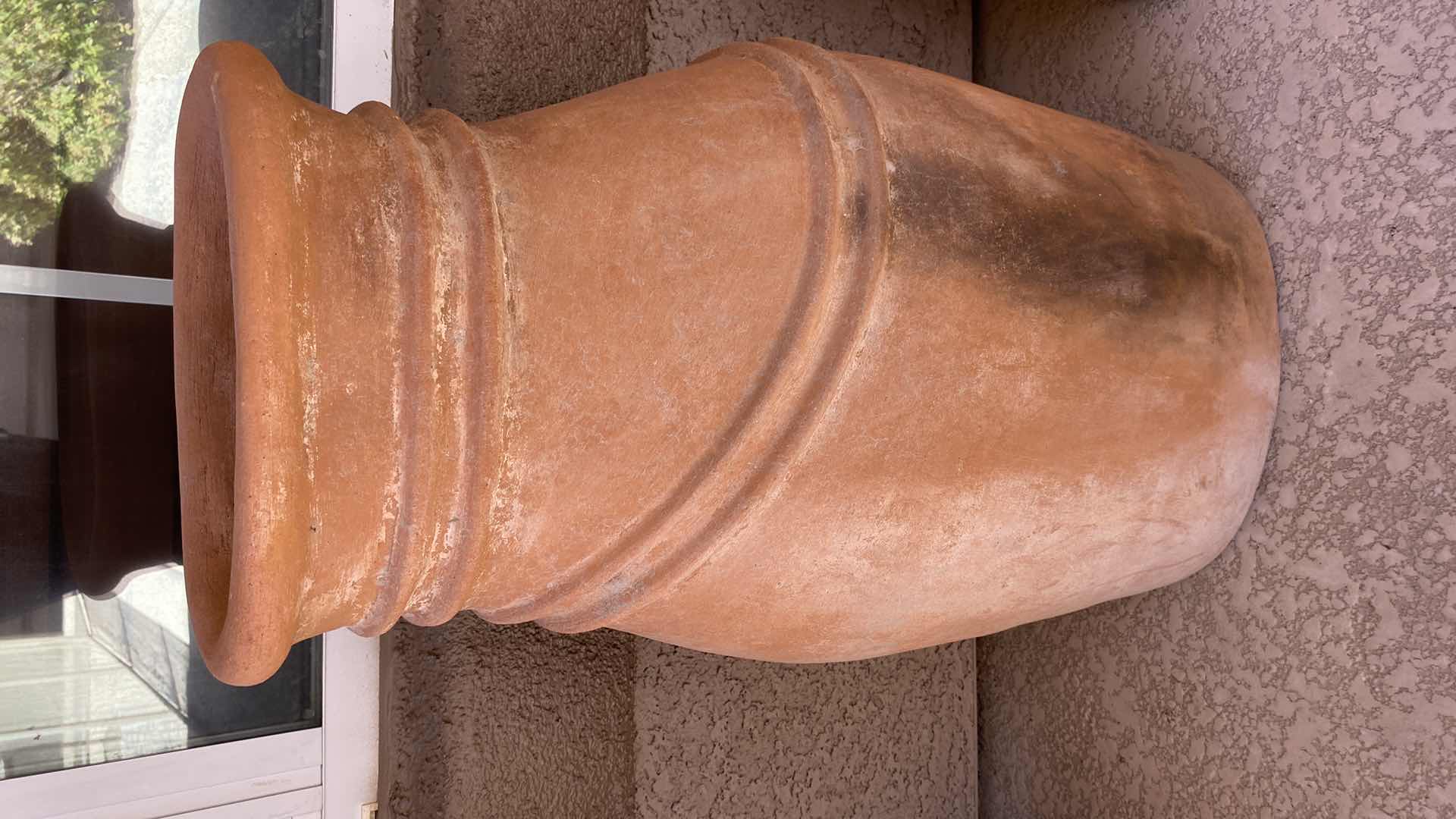 Photo 1 of HEAVY LARGE CLAY VASE 16” x 32 1/2”