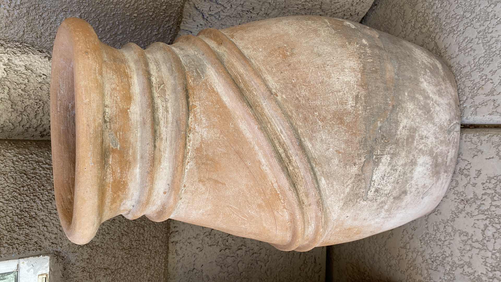 Photo 1 of HEAVY LARGE CLAY VASE 12” x 26 1/2”