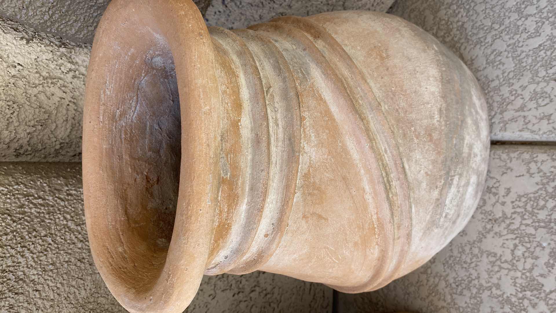 Photo 1 of HEAVY LARGE CLAY VASE 12” x 26 1/2”