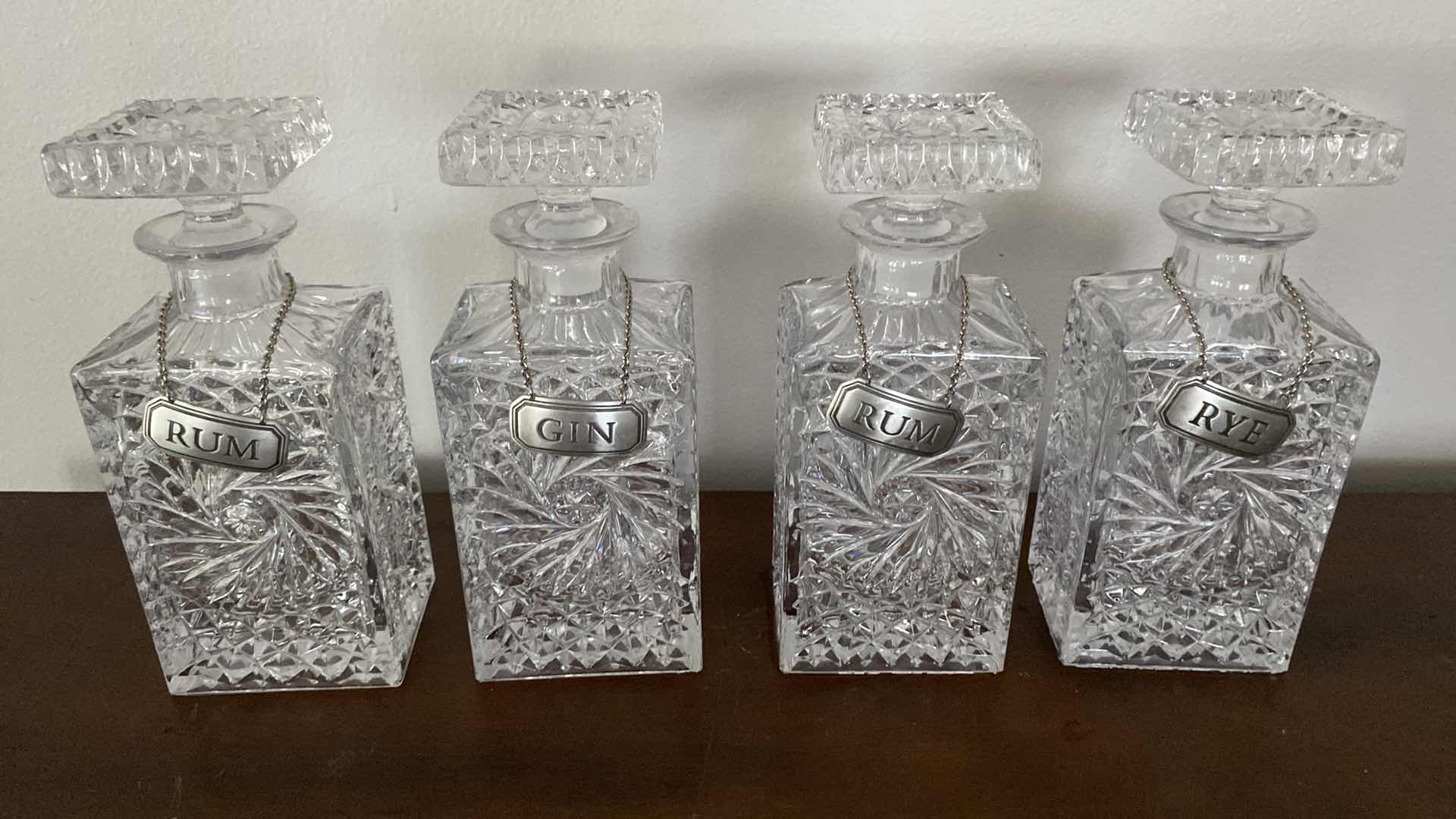 Photo 1 of 4 - 9.5” TALL LEAD CRYSTAL DECANTER SET 