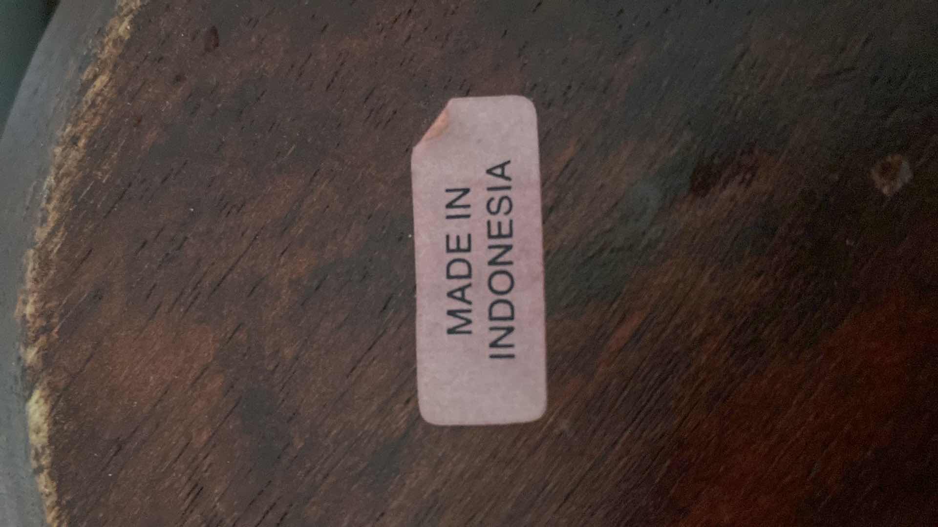 Photo 1 of 3-WOOD BOWLS FROM INDONESIA LARGEST 13” x 7”