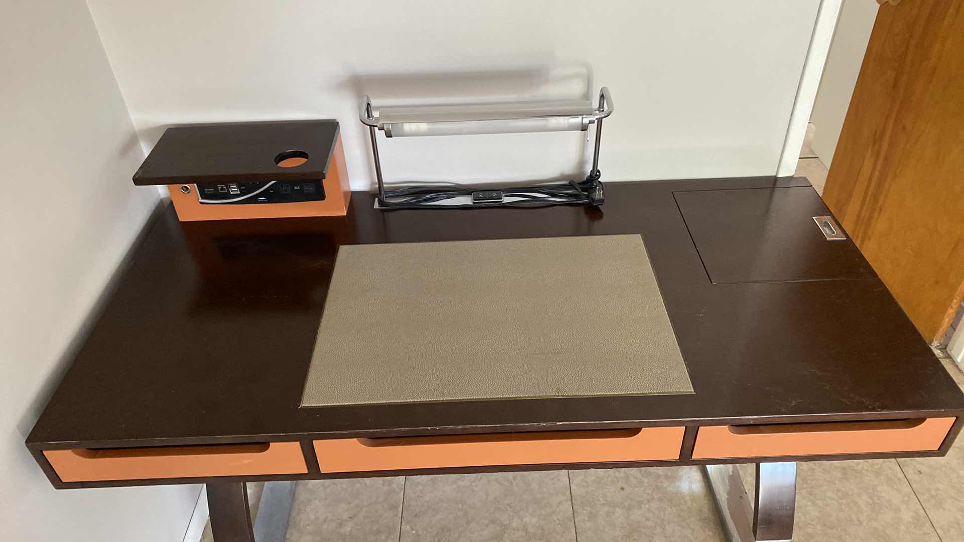 Photo 1 of CONTEMPORARY MARK DAVID FURNITURE  DESK WITH BUILT IN LIGHT AND ELECTRICAL CONNECTIONS 60” x 28“ H 30“
