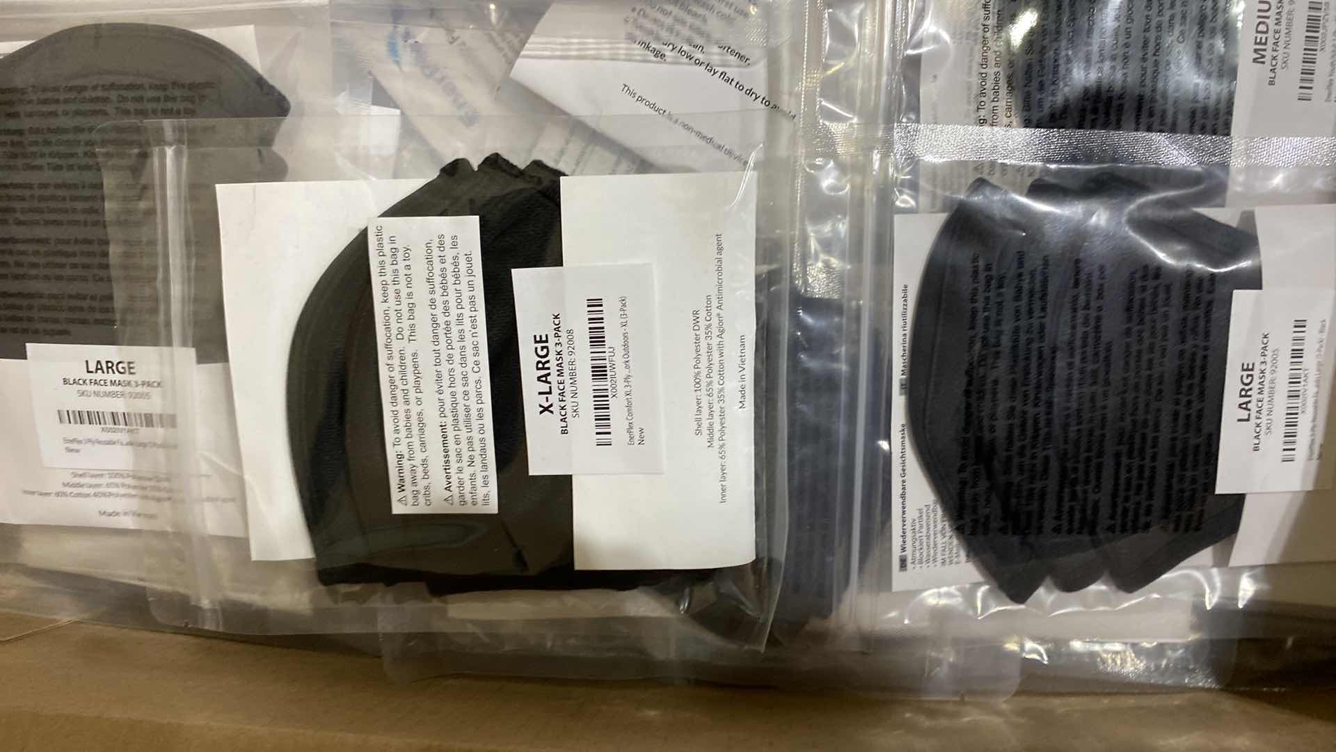 Photo 1 of BOX OF VARIOUS SIZE FACE MASKS