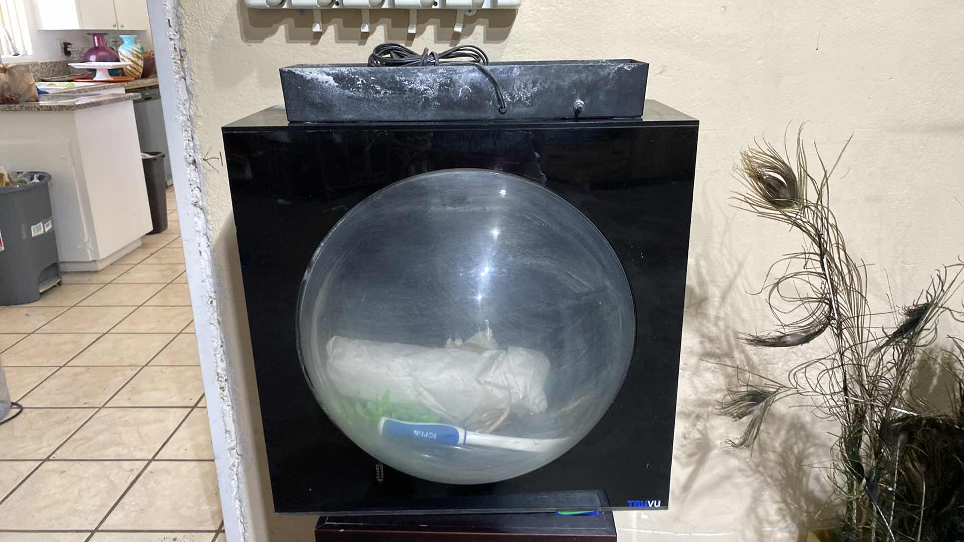 Photo 1 of TRU VU MID CENTURY MODERN FISH TANK WITH LIGHT AND ACCESSORIES  24“ x 17“ H 24“