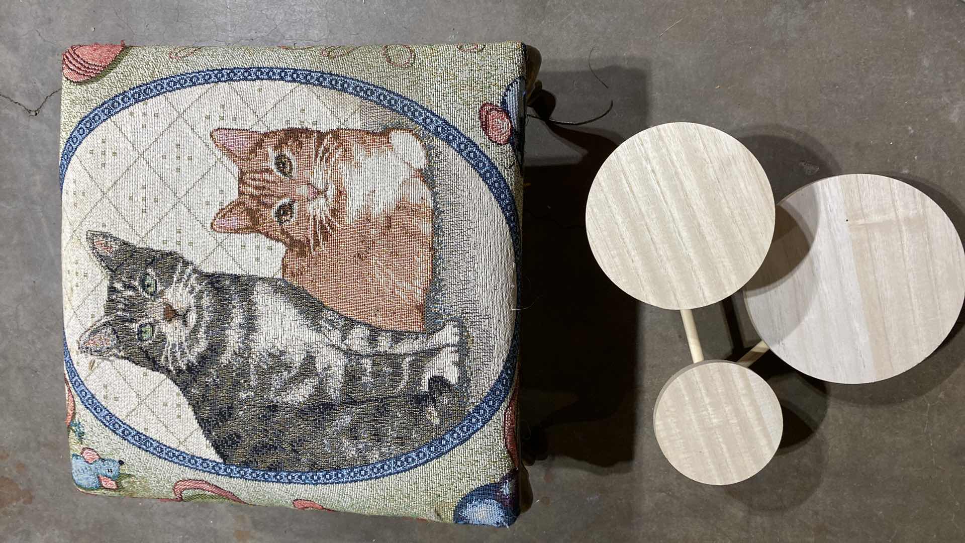 Photo 1 of ENAMEL POT, WOOD PLANT STAND AND  FOOT STOOL